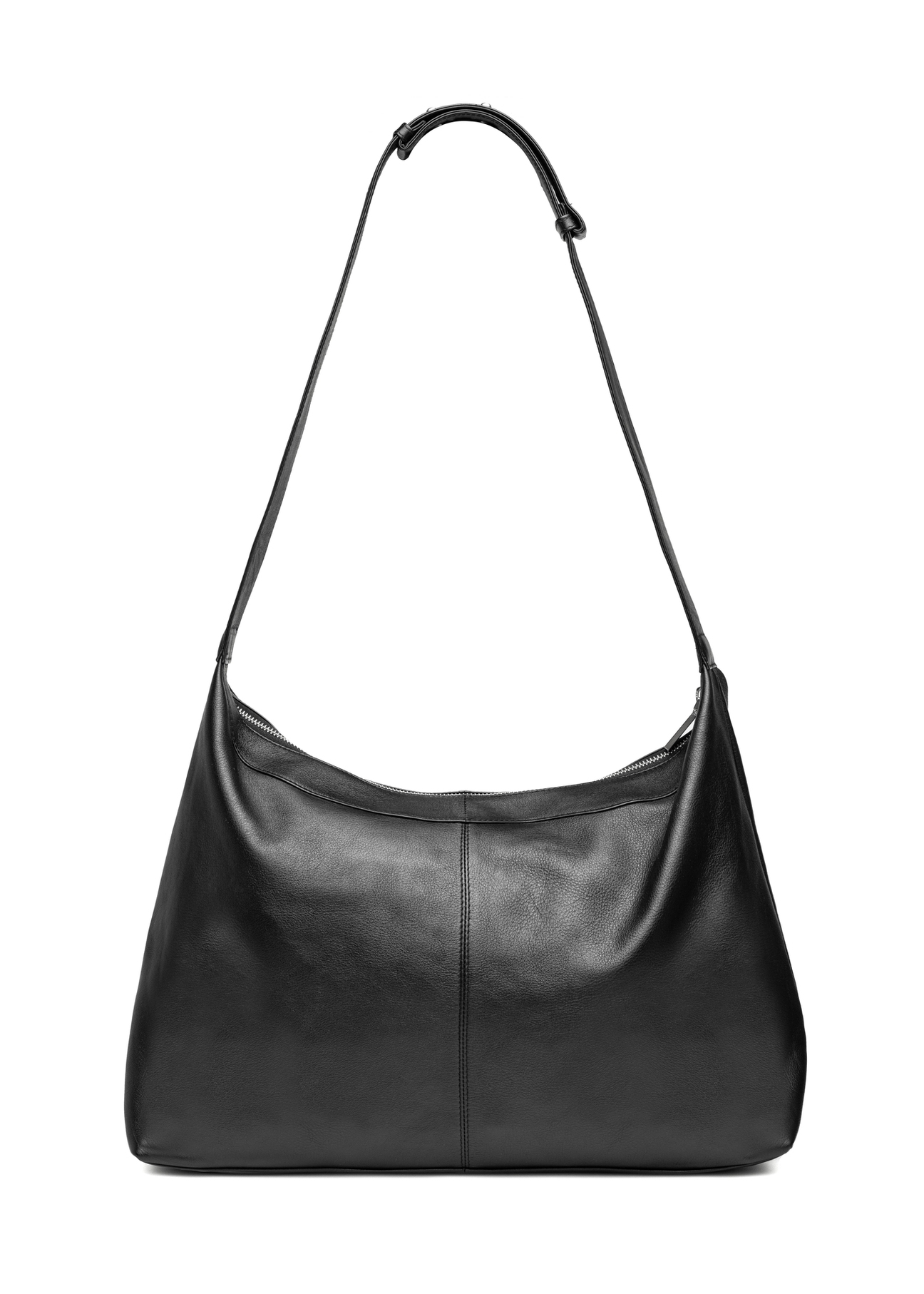 Black leather large handbag TORES-1239-99(W26), product view from the back on a white background.