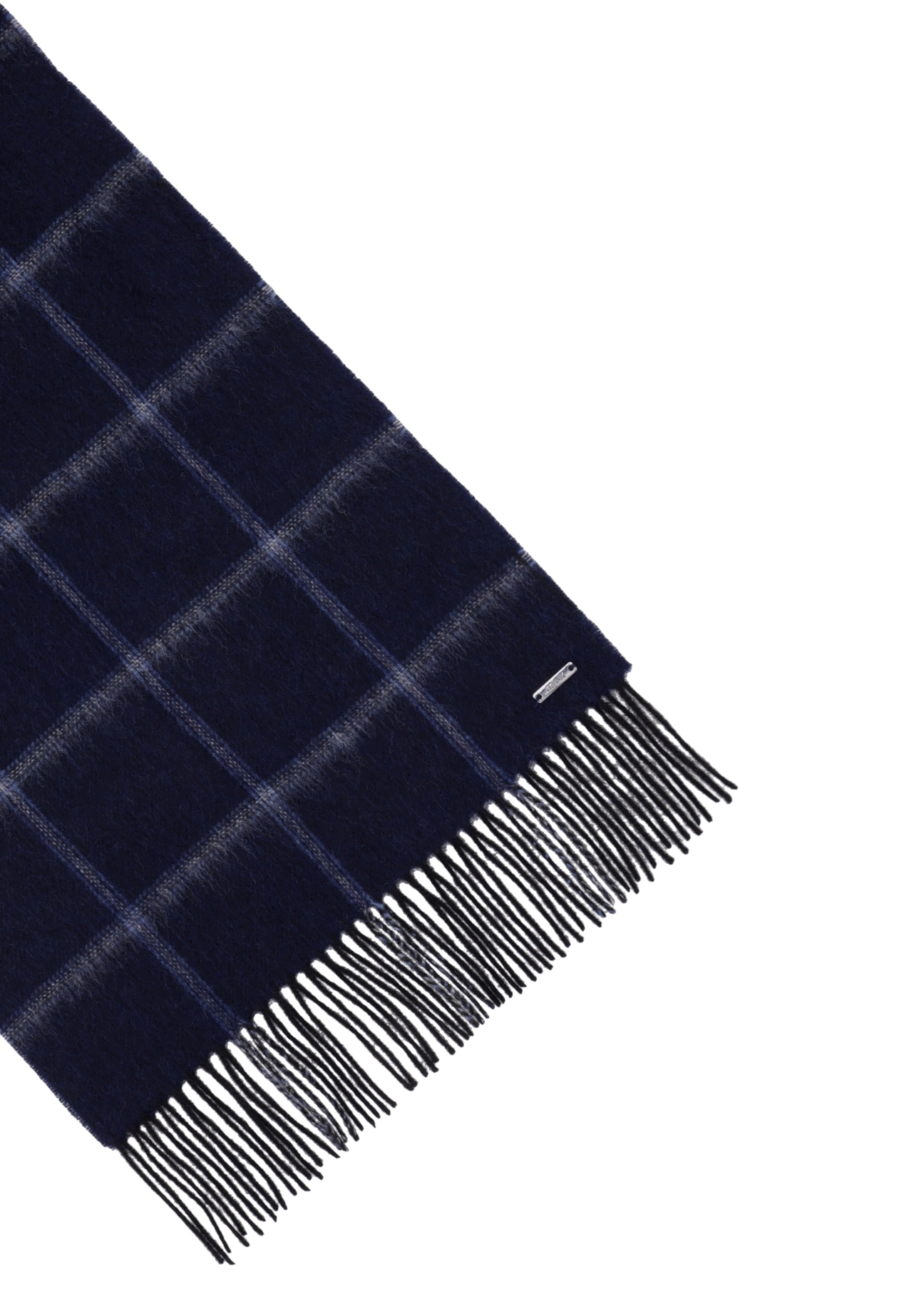 Men's woolen checkered scarf SZAMT-0087-9J(Z26), close-up of the product detail on a white background.
