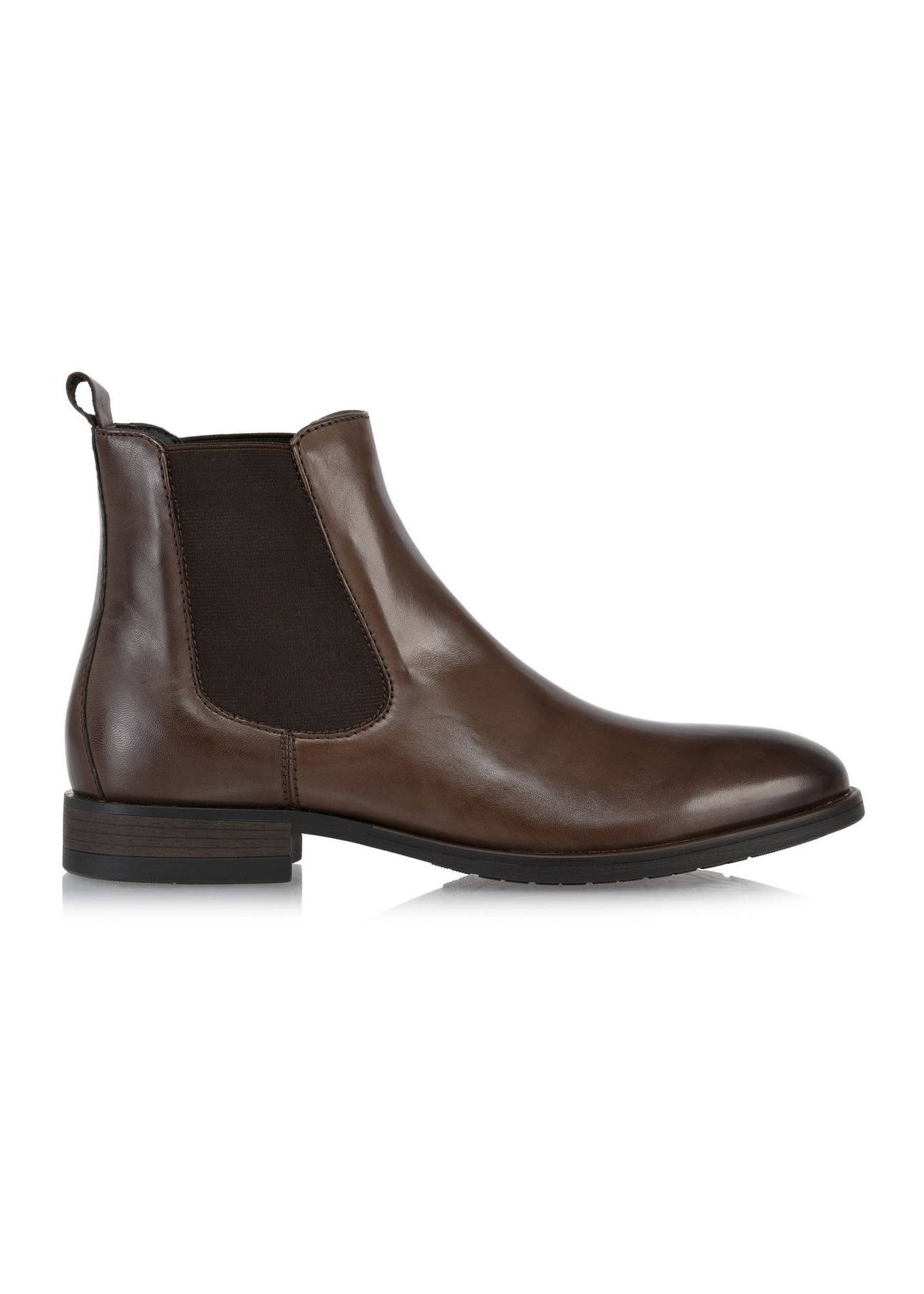 Men's brown leather Chelsea boots BUTYM-0463-1H(Z26), side view of the product on a white background.