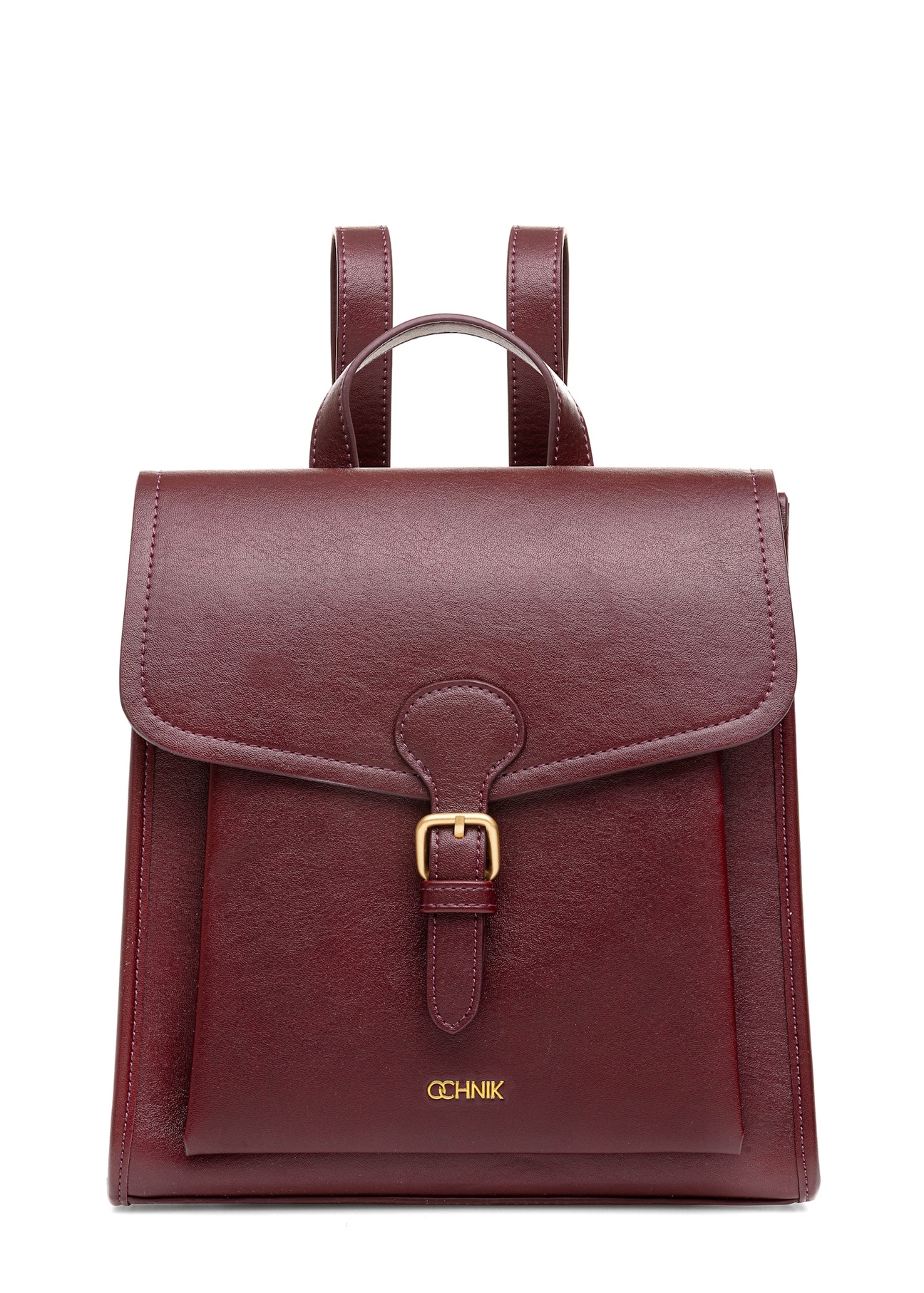 Burgundy medium elegant women's backpack TOREC-0985A-49(Z25), front product view on white background.