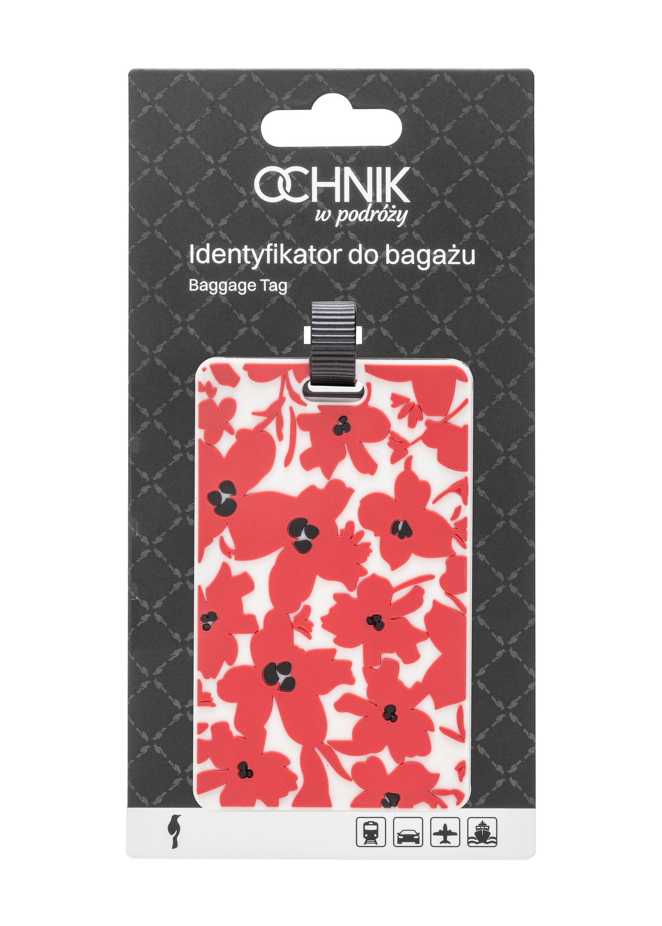 Luggage tag AW-012-0008-42(W25), front view of the product on a white background.