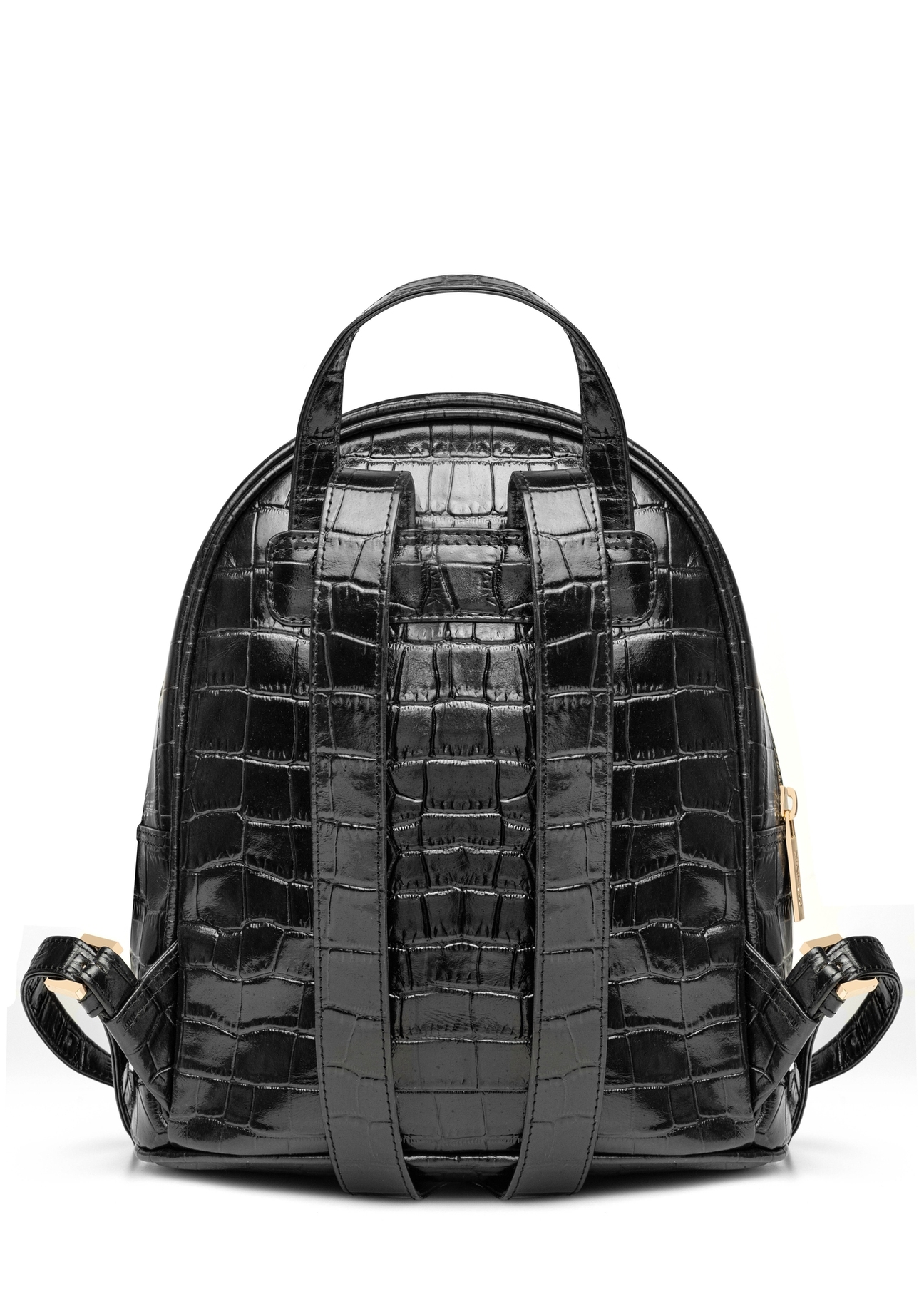 Black leather croco women's backpack TORES-1236-9G(W26), product view from the back on a white background.