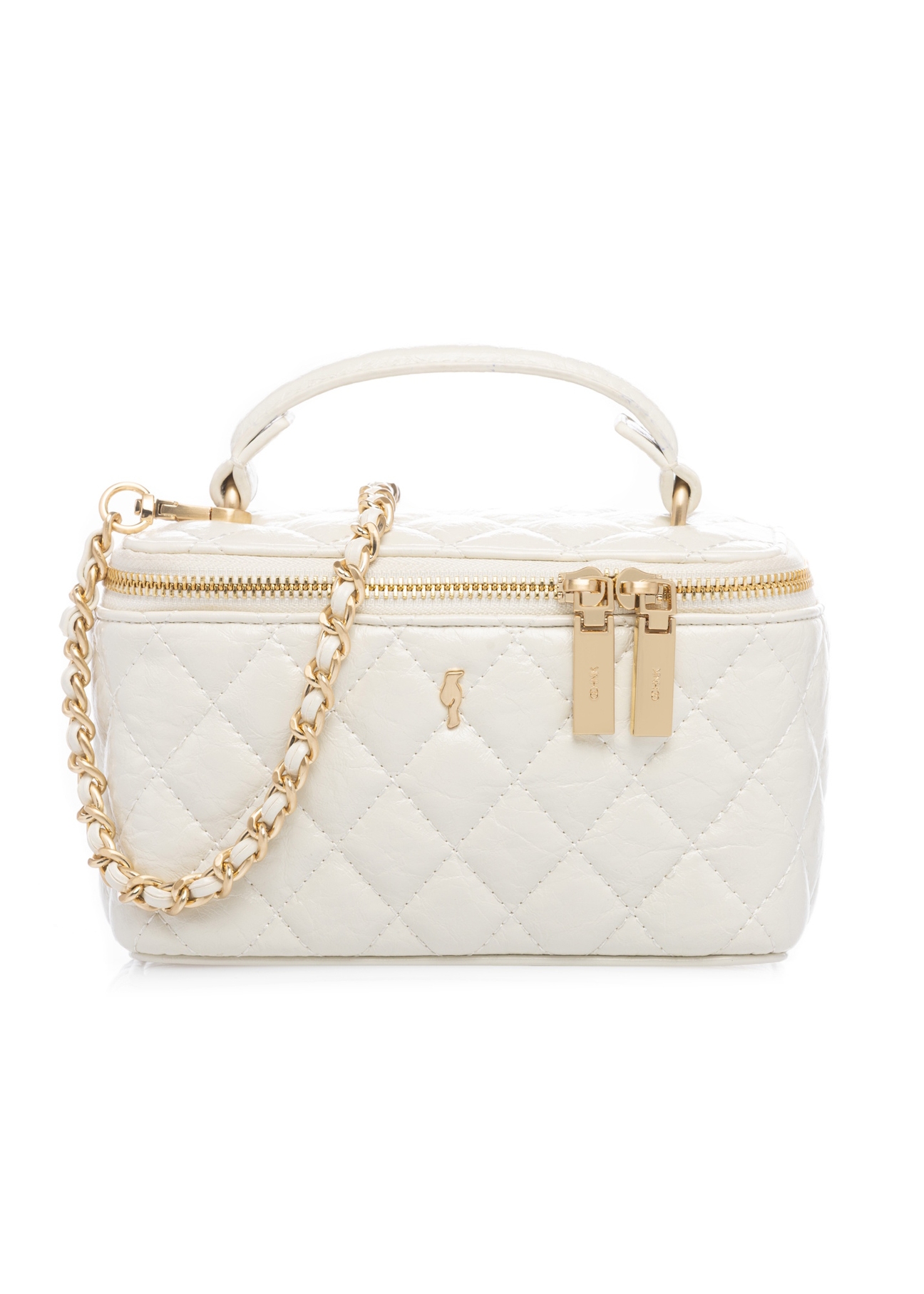 Cream women's cosmetic bag TOREC-1197-0A(W26), front product view on white background.