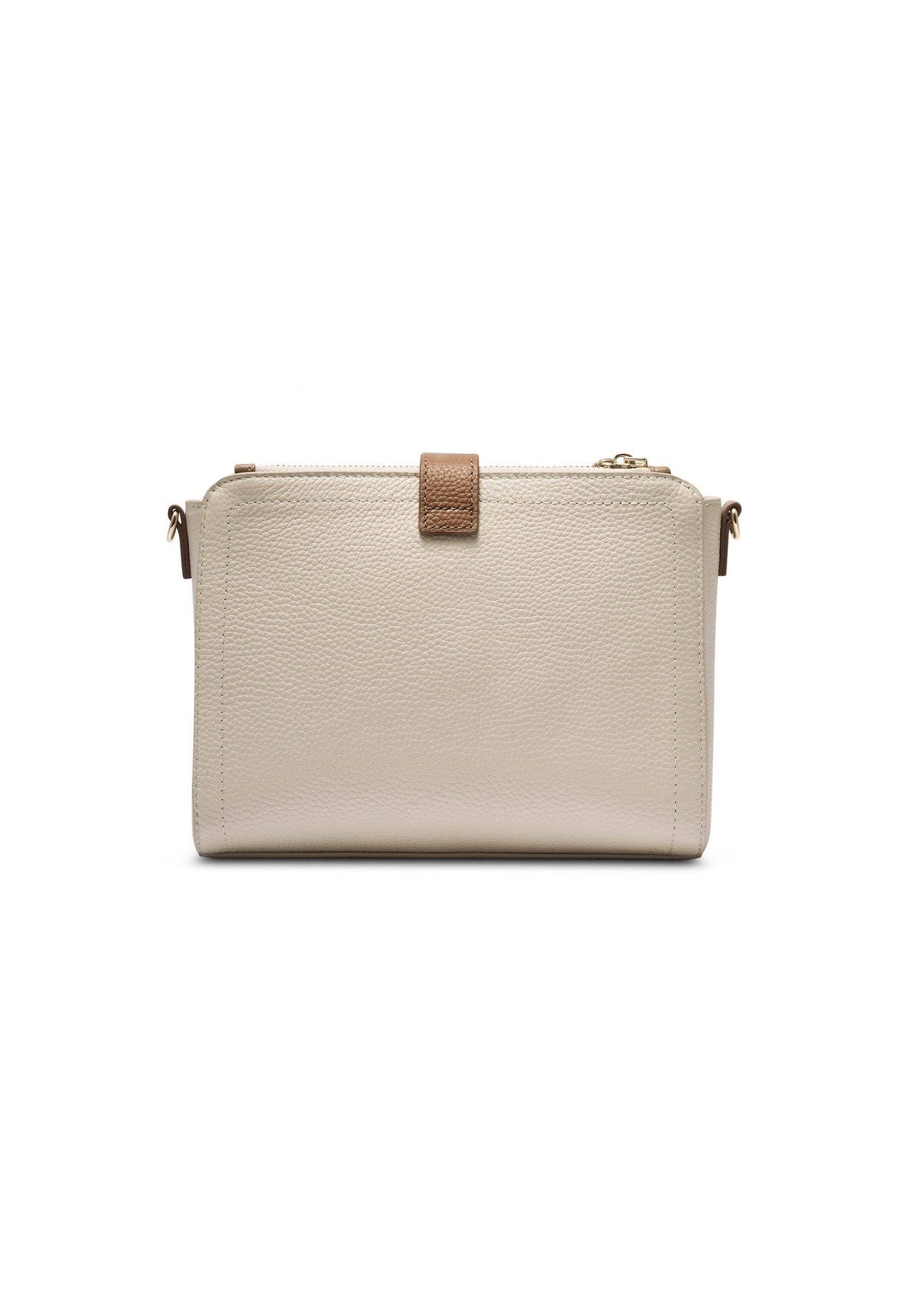 Cream leather shoulder bag TORES-1275-0B(W26), back view of the product on a white background.