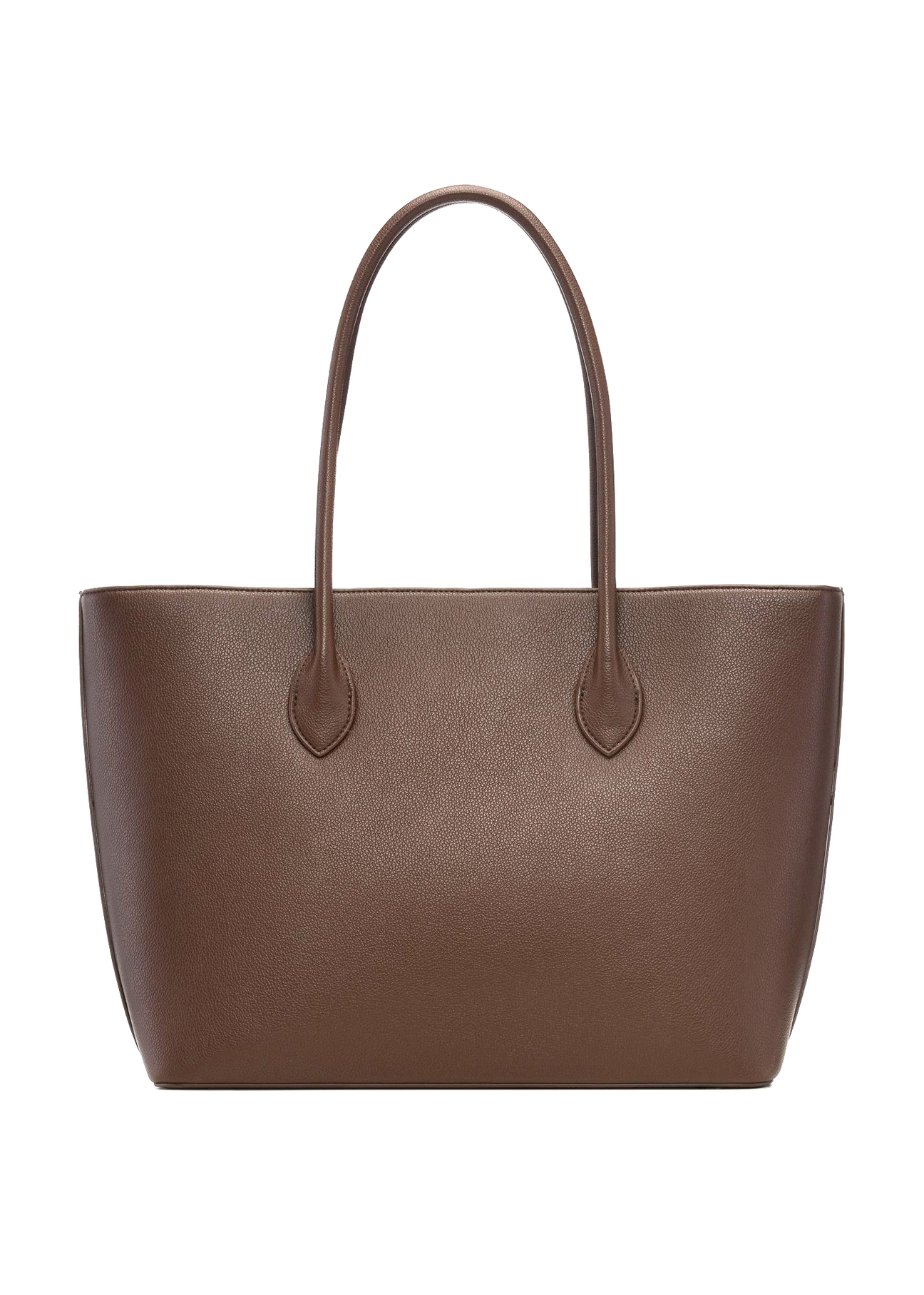 Brown women's shopper bag TOREC-1241-1H(Z26), product view from the back on a white background.
