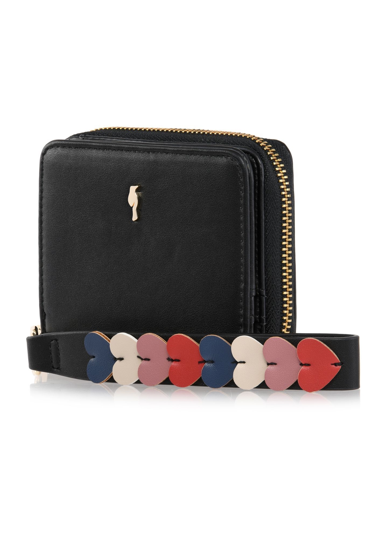 Small black women's wallet with handle POREC-0395A-99(Z25), diagonal product view on a white background.