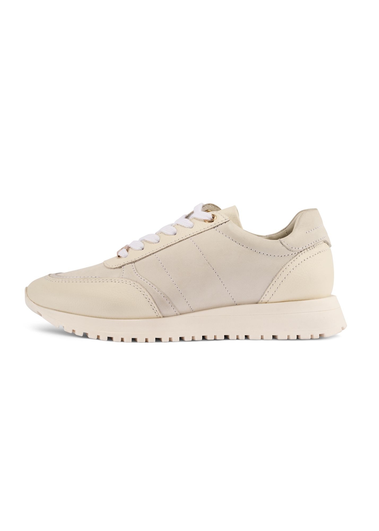 Cream leather women's sports shoes BUTYD-1099-11(Z25) - side view of the product on a white background.