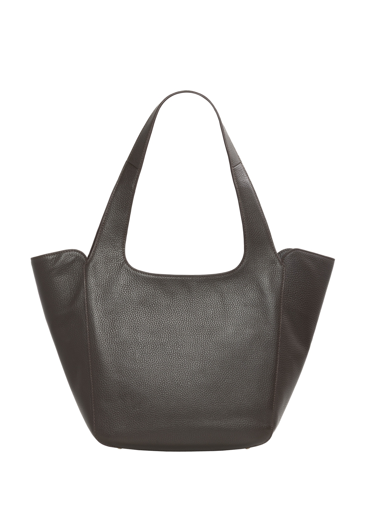 Dark brown leather women's shopper bag TORES-1340-1I(Z26), rear view on a white background.