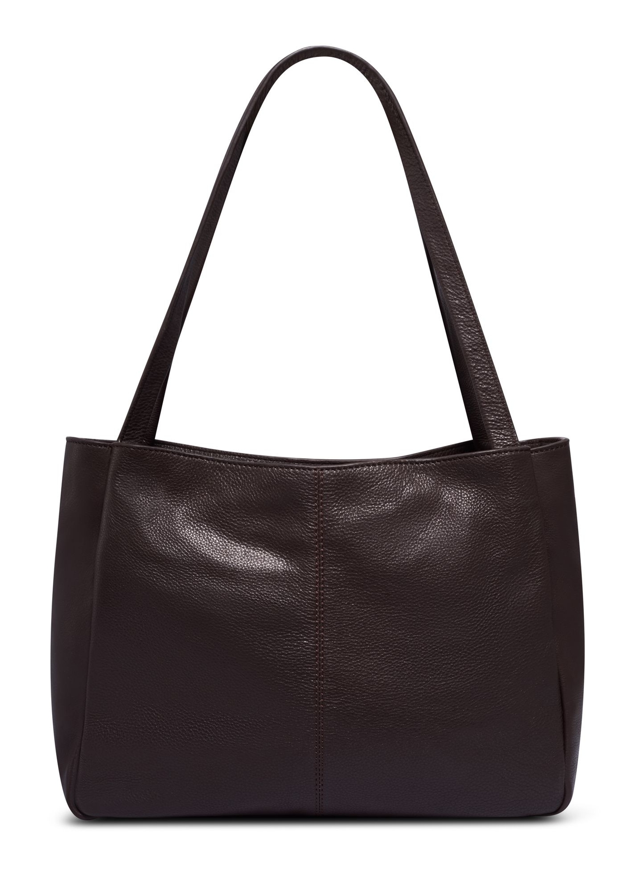 Brown leather women's shoulder bag TORES-1376-1H(Z26) - product view from the back, on a white background.