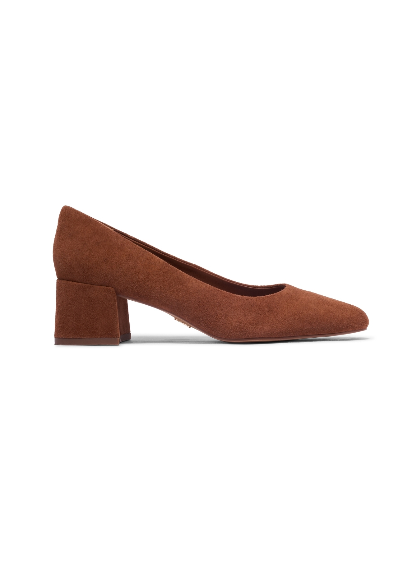Women's cognac suede pumps BUTYD-1306-1F(Z26). Side view on white background.