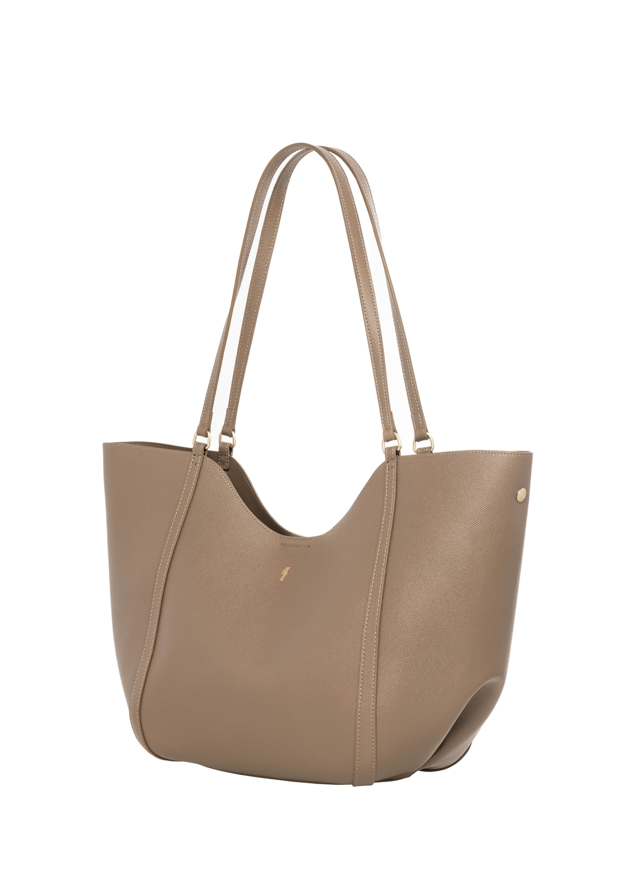 Beige women's shopper bag TOREC-1296-1B (Z26), diagonal product view on a white background.