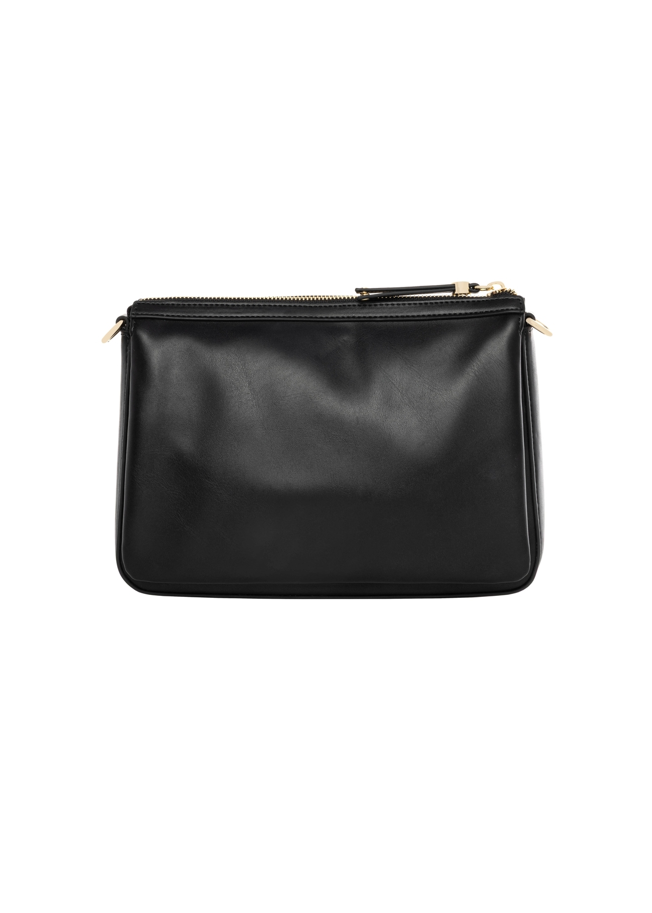 Black women's handbag with monogram TOREC-1293-9P(Z26), product view from the back on a white background.