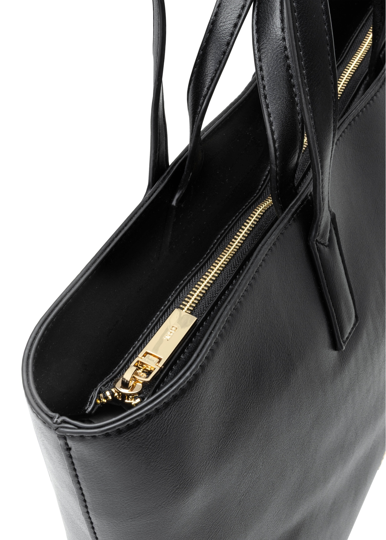Black women's shopper bag TOREC-1204-99(W26), close-up of the product detail on a white background.