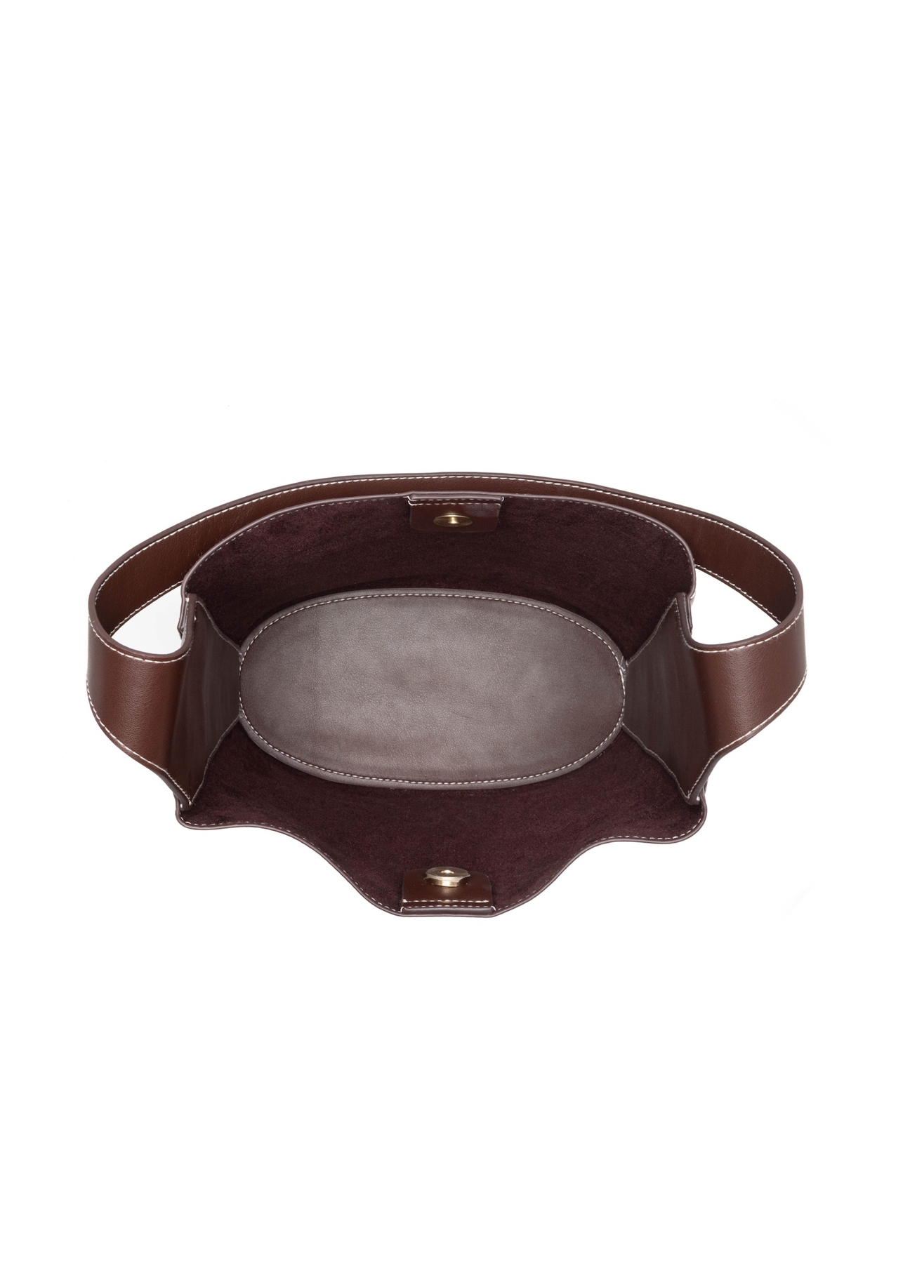 Dark brown women's handbag made of imitation leather TOREC-1214-1H(W26), product view inside on white background.