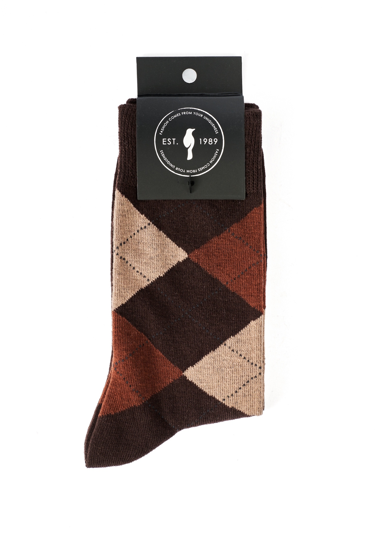 Men's long socks with pattern SKAMT-0197-89(Z25), product view with packaging on white background.