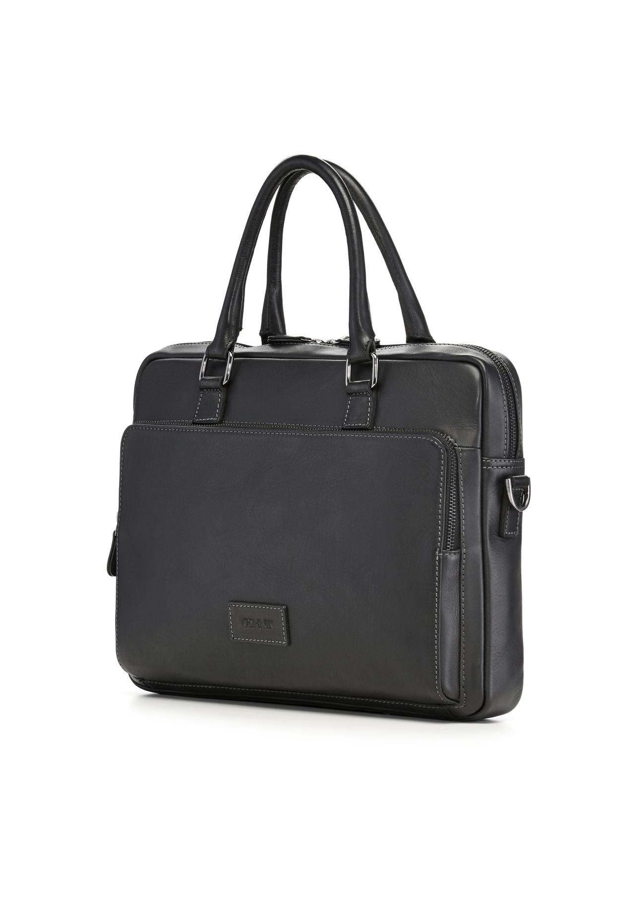 Black leather men's bag TORMS-0524-99(Z26) - diagonal product view, on a white background.