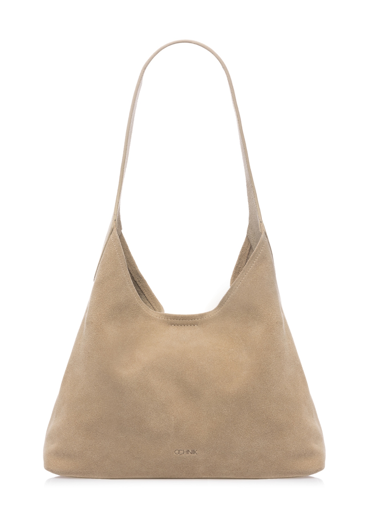 Cream suede women's handbag TORES-1308-0B(W26), front product view on white background.