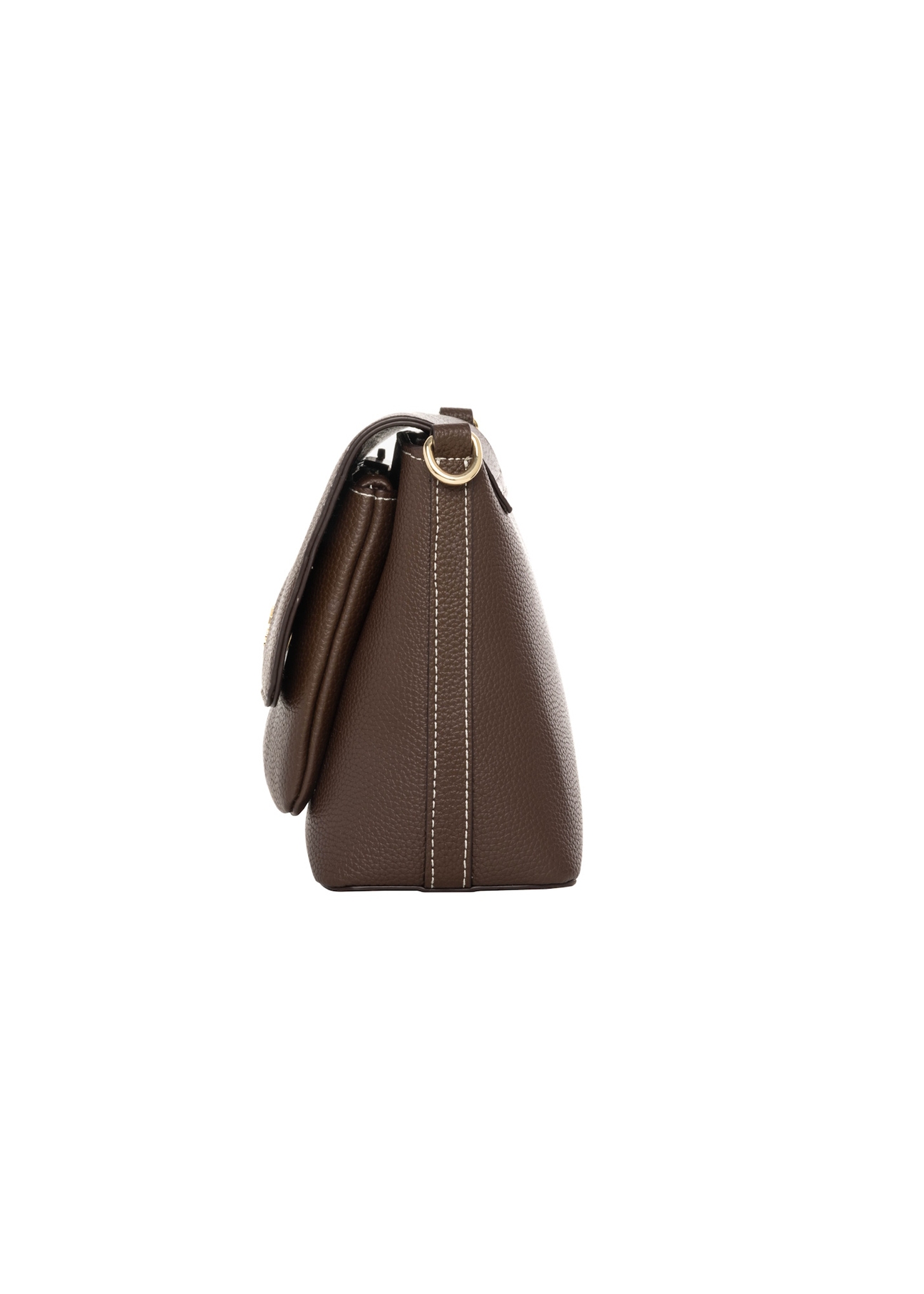 Brown women's shoulder bag TOREC-1063-1H(Z26), side product view on white background.