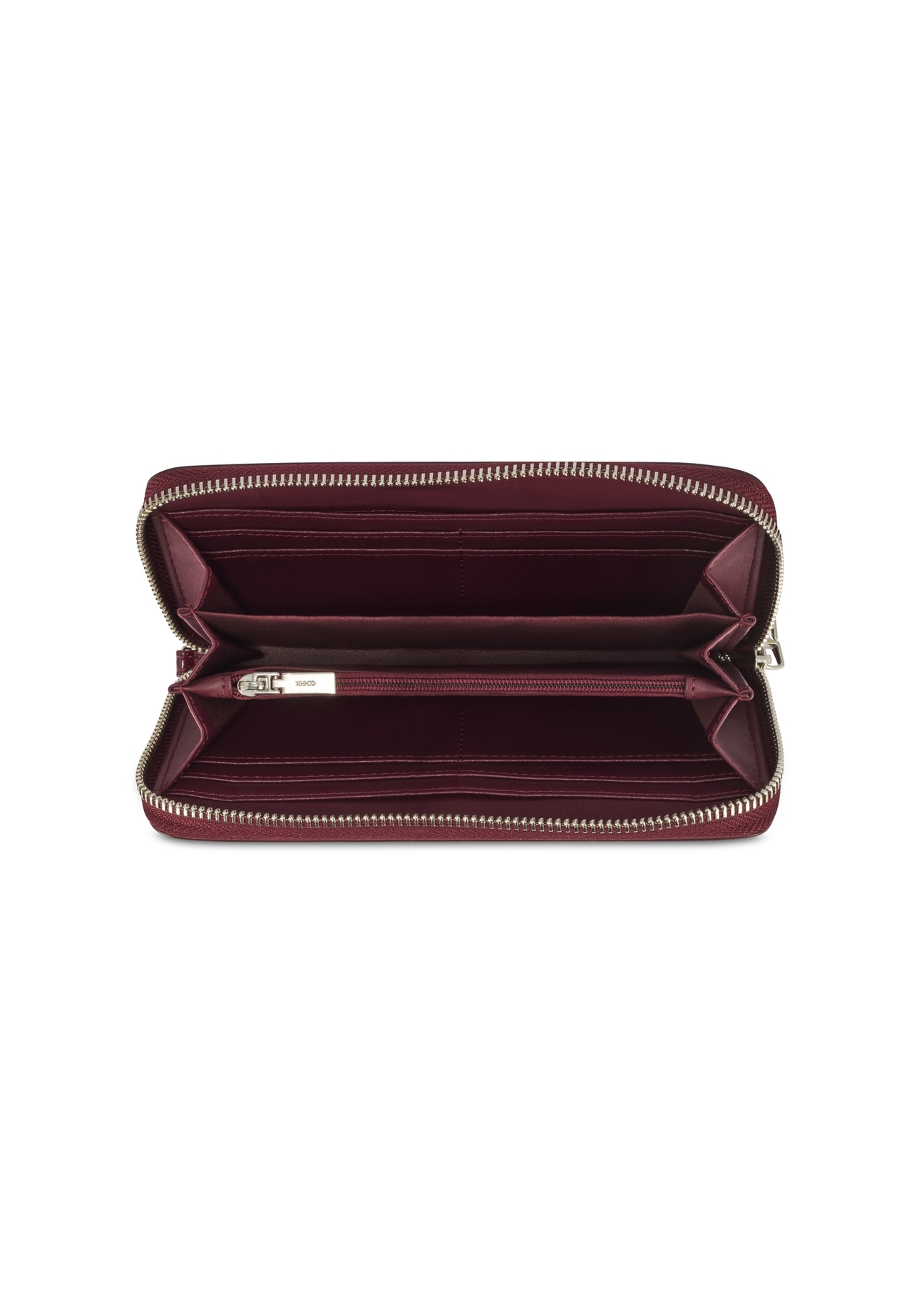 Large burgundy women's wallet POREC-0418-49(Z25), product view from above on a white background.
