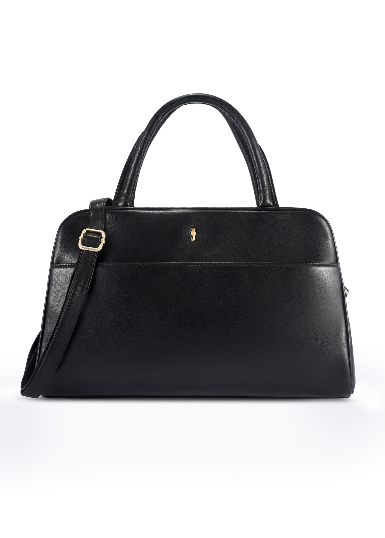 Black leather business women's bag TORES-1240-99(W26) - product view from the back, on a white background.