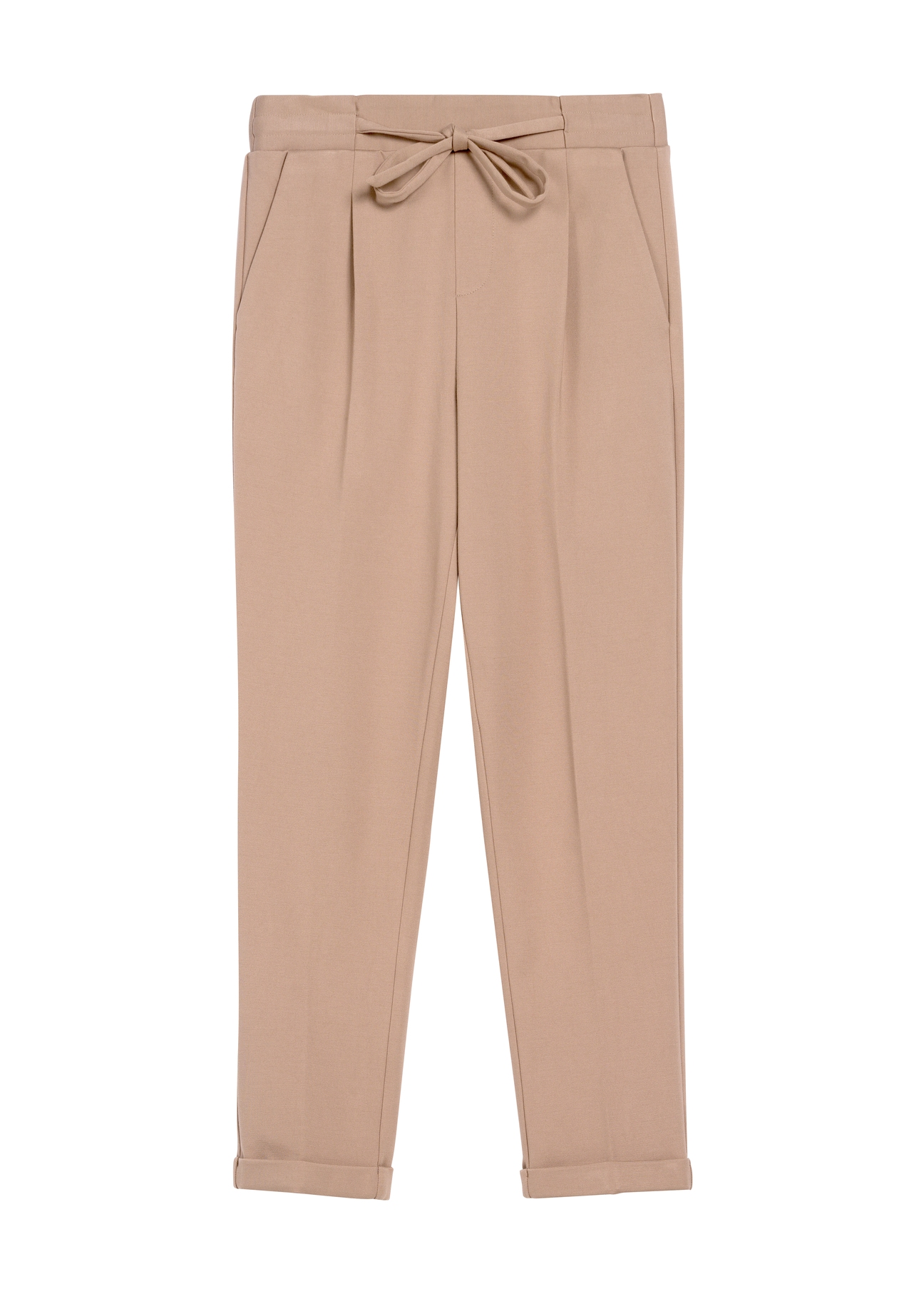 Women's camel trousers with creases SPODT-0098-24(Z24)
