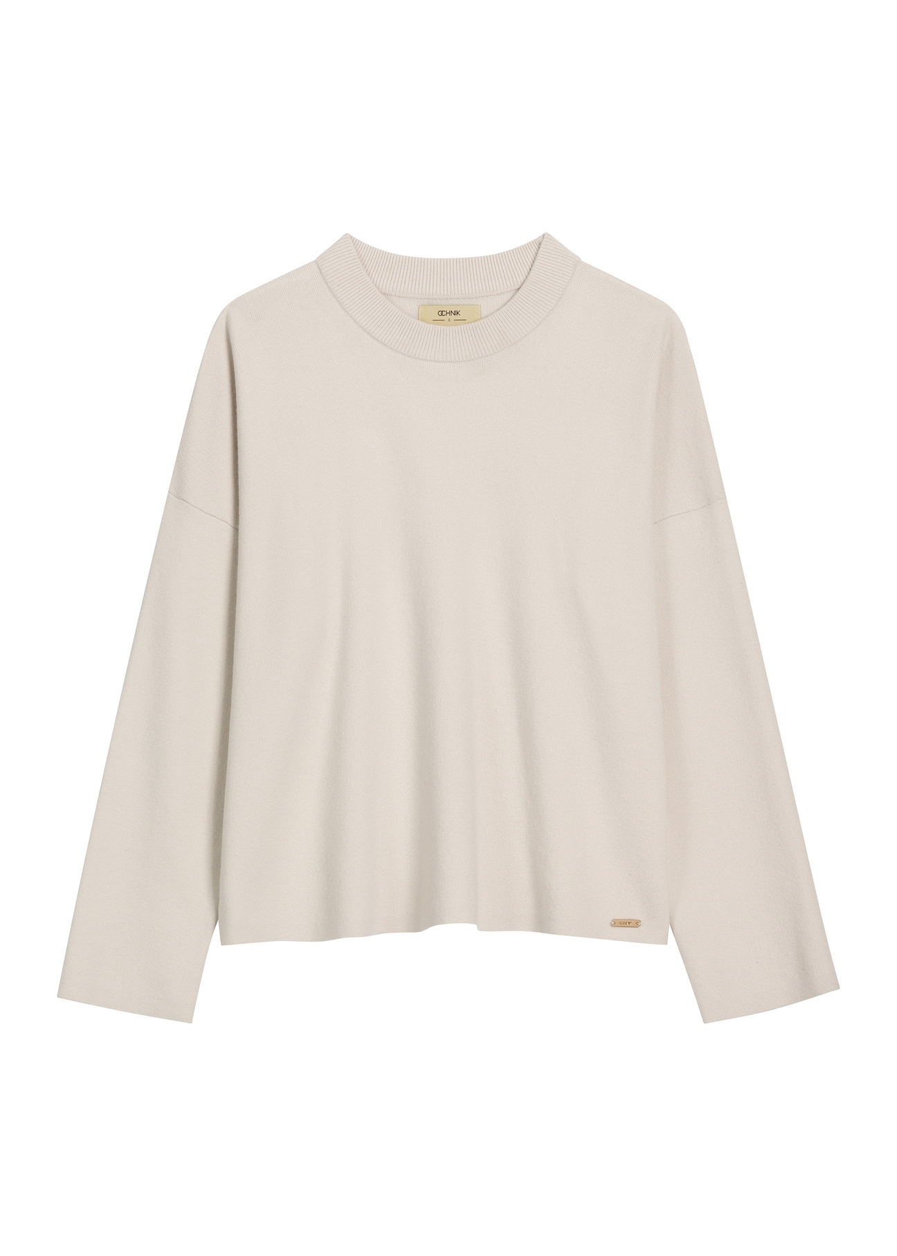 Light beige women's sweater SWEDT-0263-1A(Z26), product view from the front on a white background.