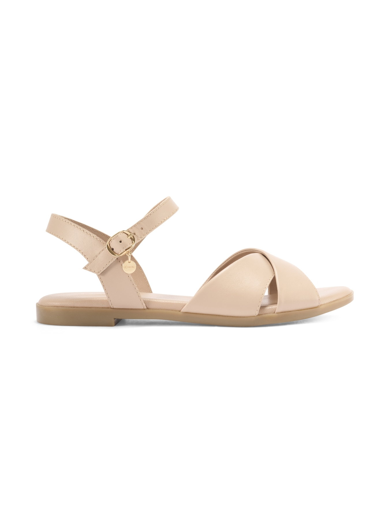 Beige women's leather sandals BUTYD-1259-1B(W26)