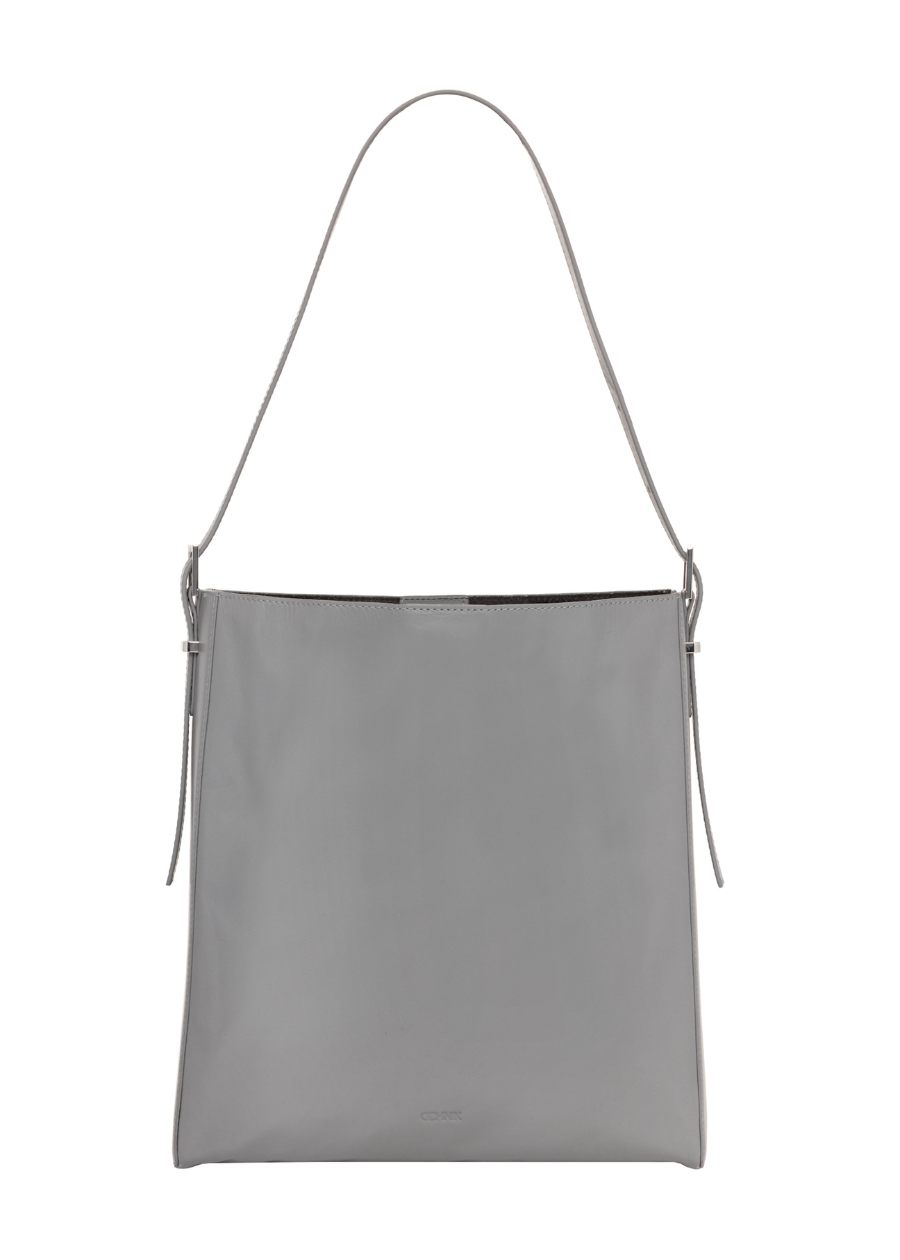 Graphite leather shopper bag TORES-1436-9D(Z26), front product view on a light background.