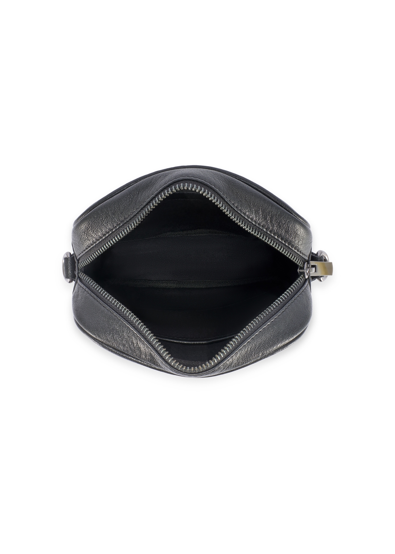 Black leather men's bag TORMS-0491-99(W26), product view from the inside on a white background.