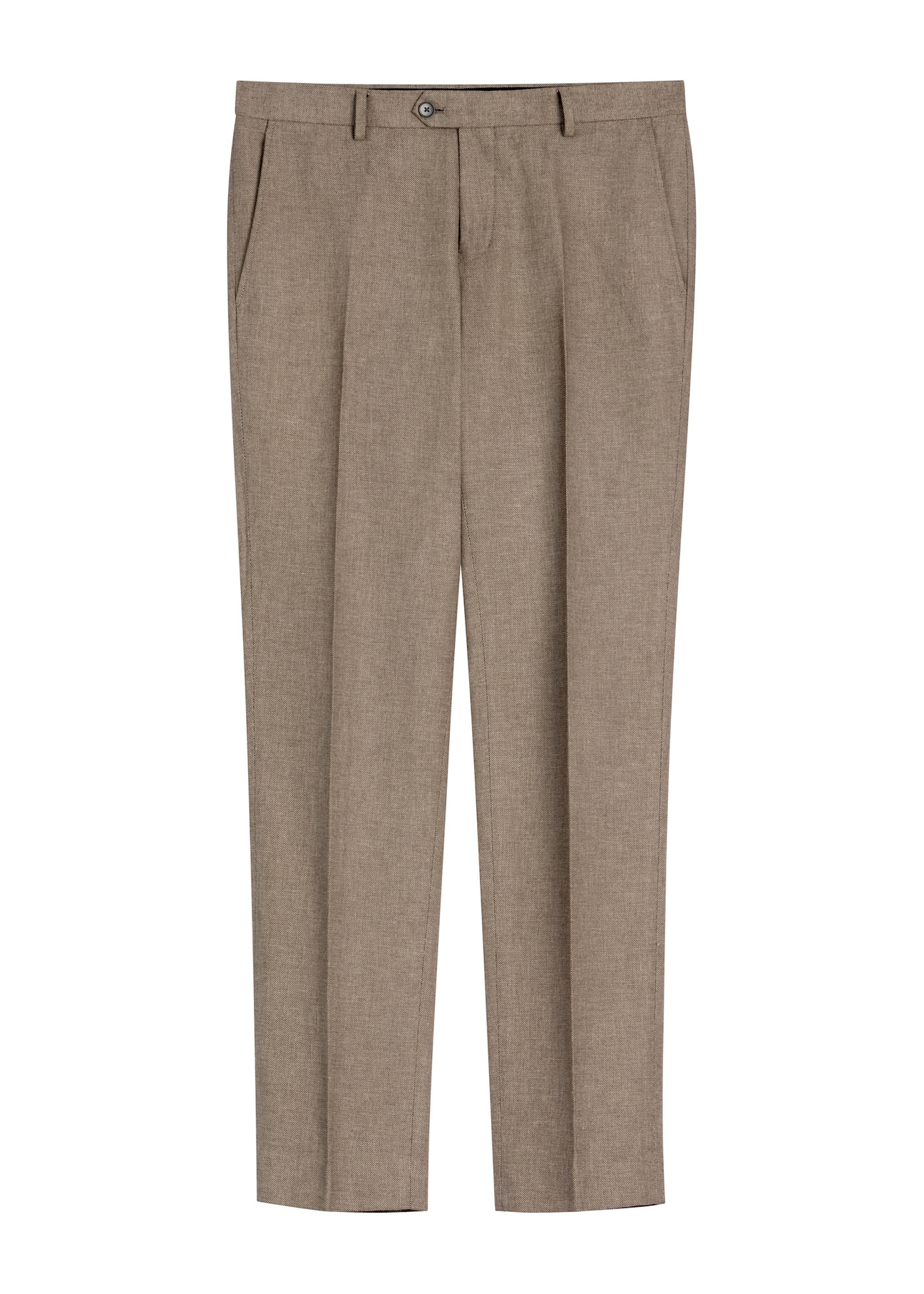 Men's dark brown suit trousers SPOMT-0098-1I(W26), front product view on white background.