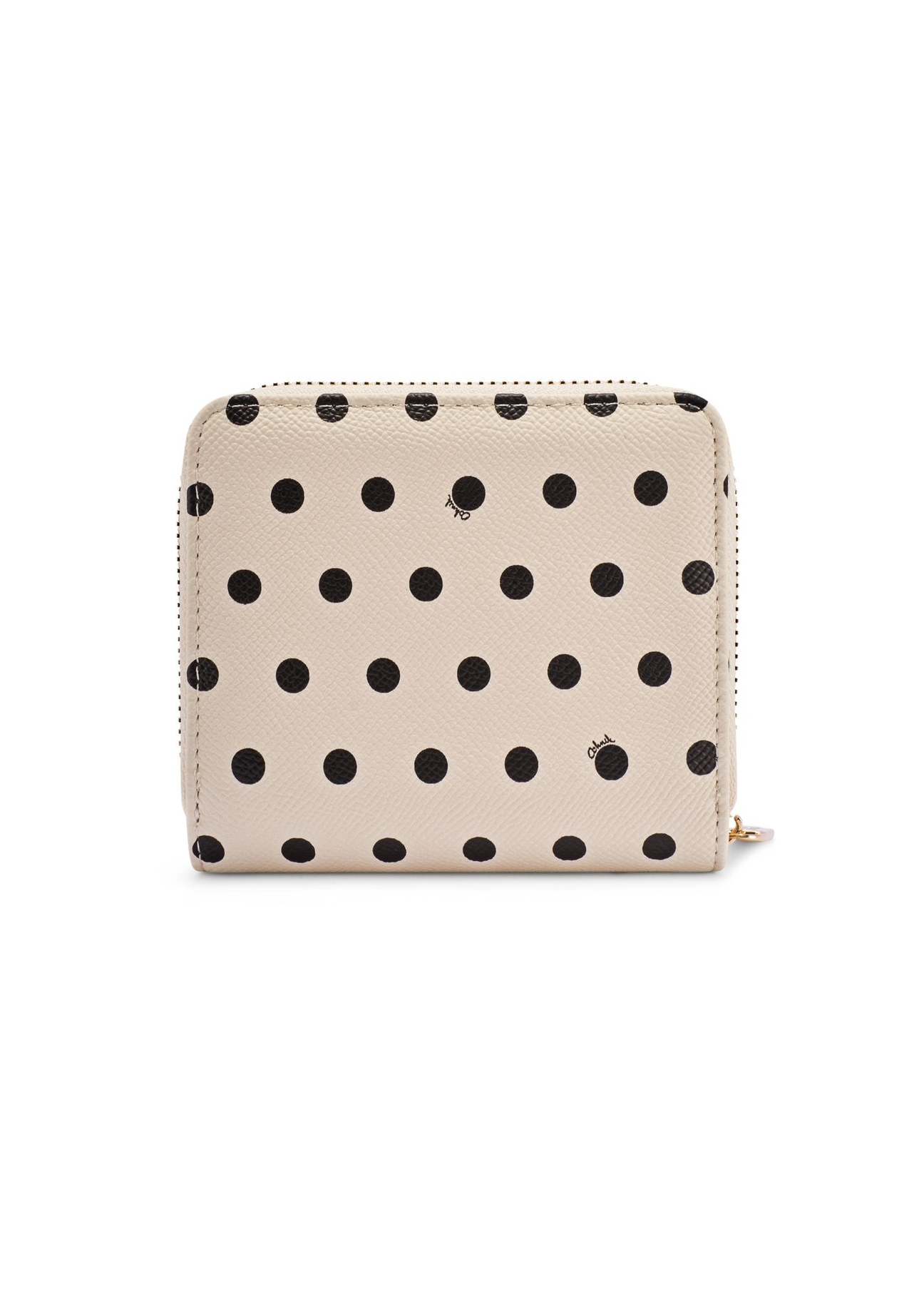 Small beige women's wallet with logo POREC-0366-0P(W26) - product view from the back, on a white background.
