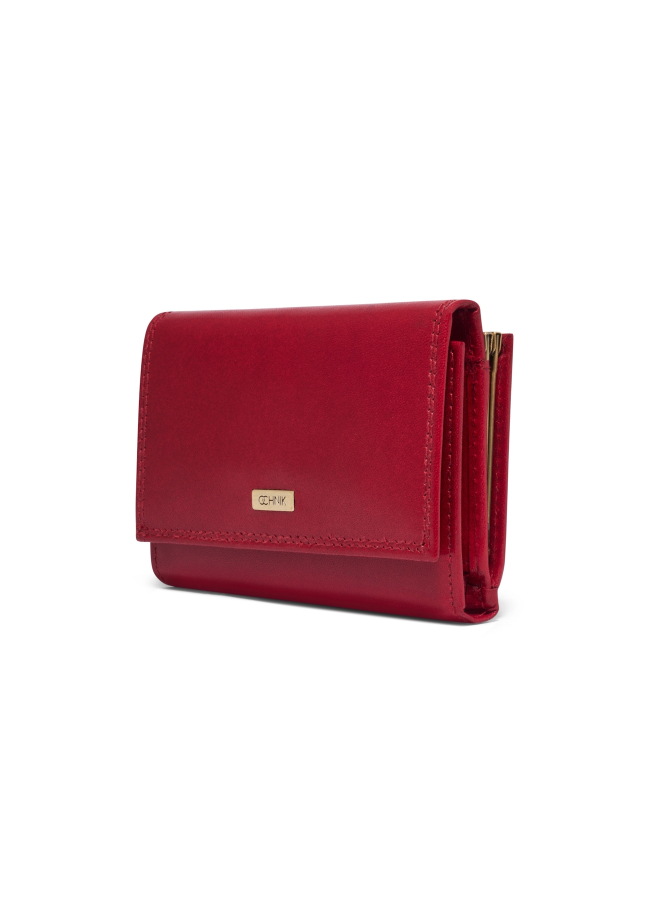 Red leather women's wallet PL-189-4B(KS), diagonal product view on white background.
