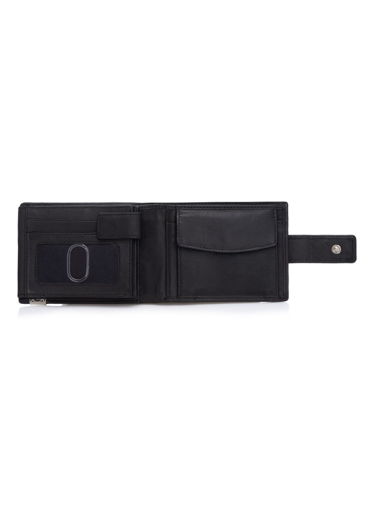 Black men's leather wallet PORMS-0144B-99(Z25), product view inside on white background.