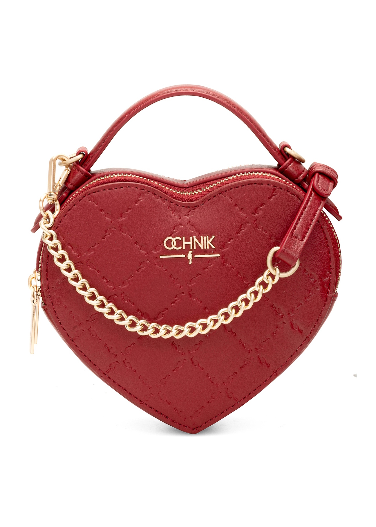 Red heart-shaped handbag TOREC-1154-4B(W26), front product view on white background.