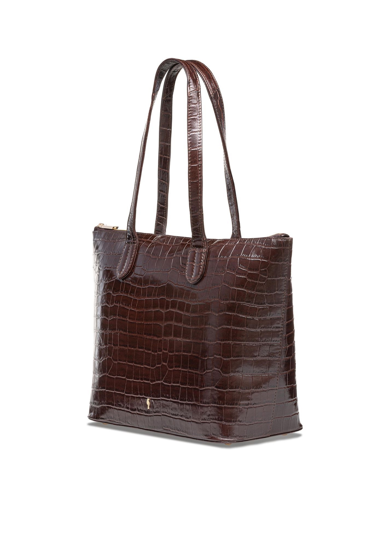 Women's brown leather shopper handbag TORES-0939E-89(Z25) - diagonal product view on white background.