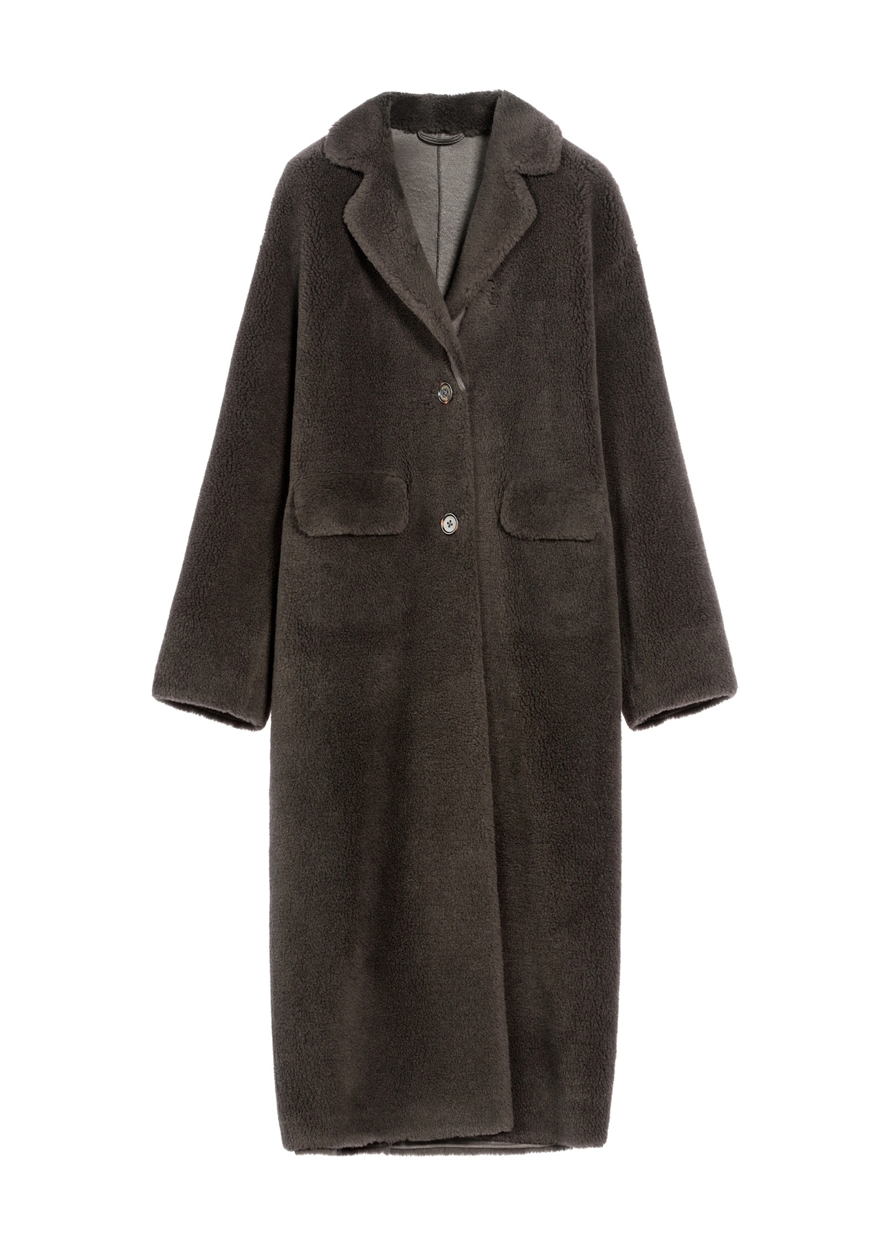 Long brown women's fur coat FUTDP-0034-95(Of 25) - front product view on white background.