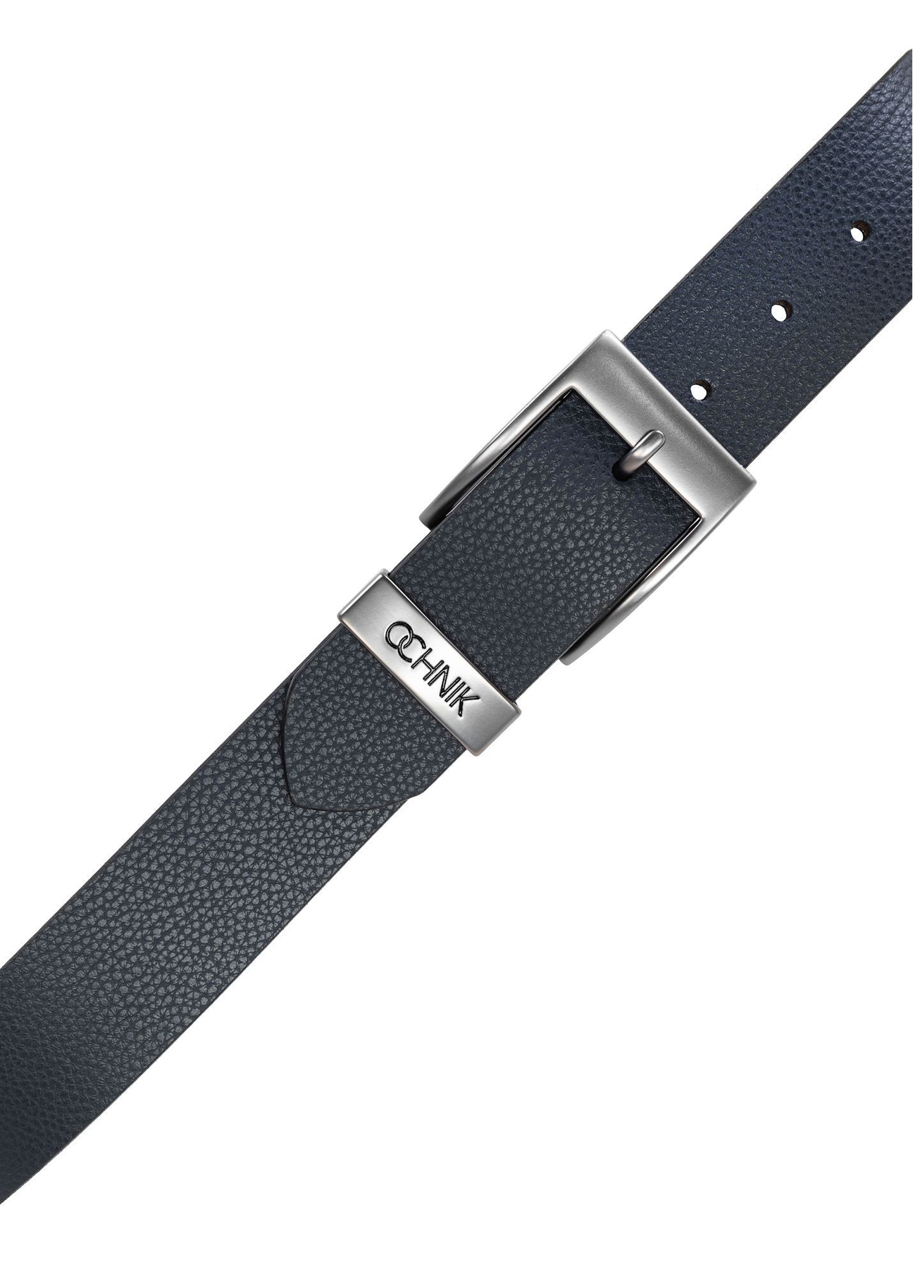 Navy blue leather men's belt PASMS-0127E-69(W25)-03