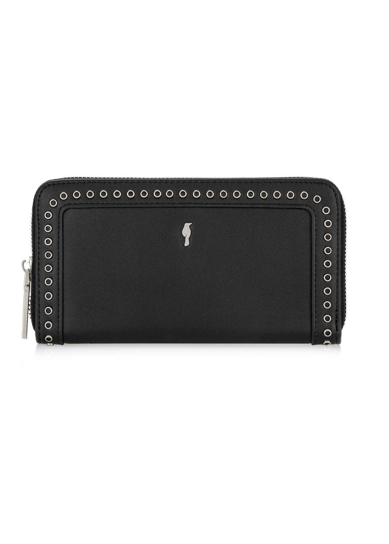 Black large women's wallet with rivets POREC-0383-99(W24)-01