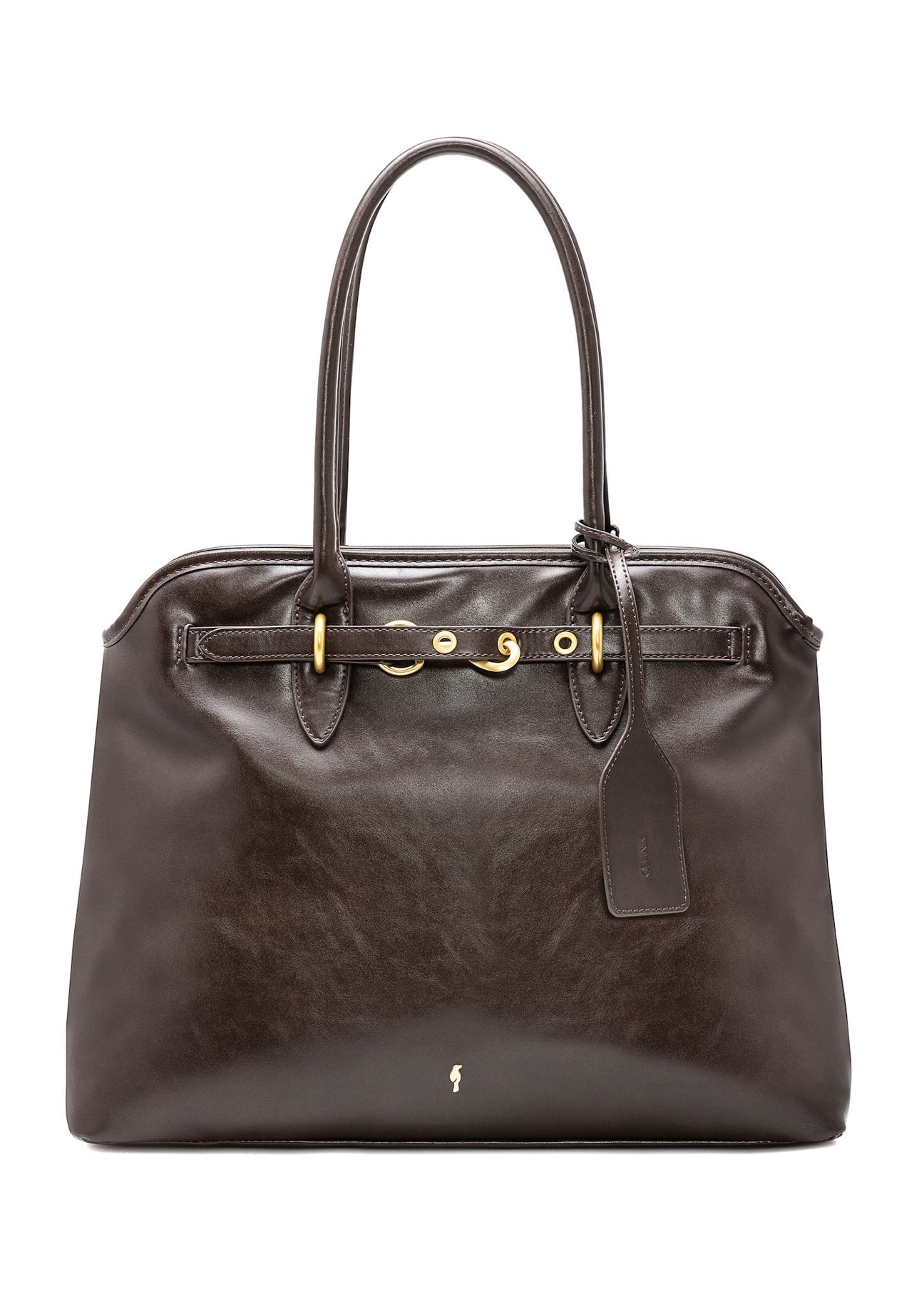 Brown large women's handbag TOREC-1076-1H(Z26) -  front product view on white background.