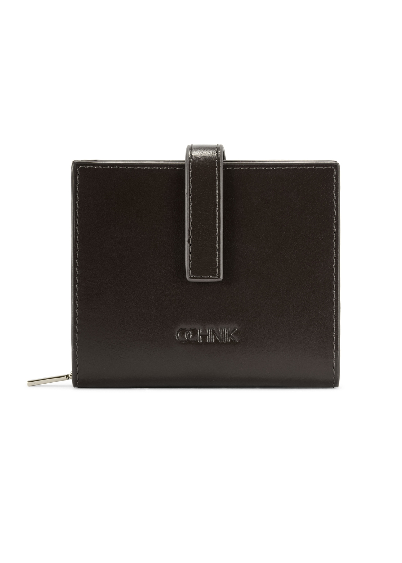 Black leather women's wallet PORES-0975-99(Z25), product view from the front on a white background.