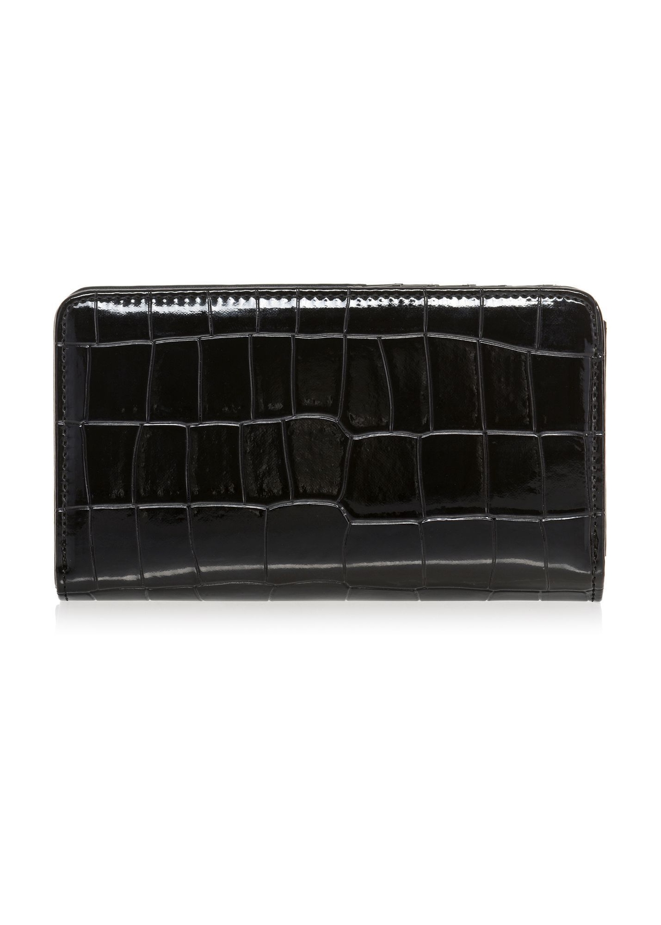 Black croco women's wallet POREC-0353A-9G(Z26) product view from the back on a white background.