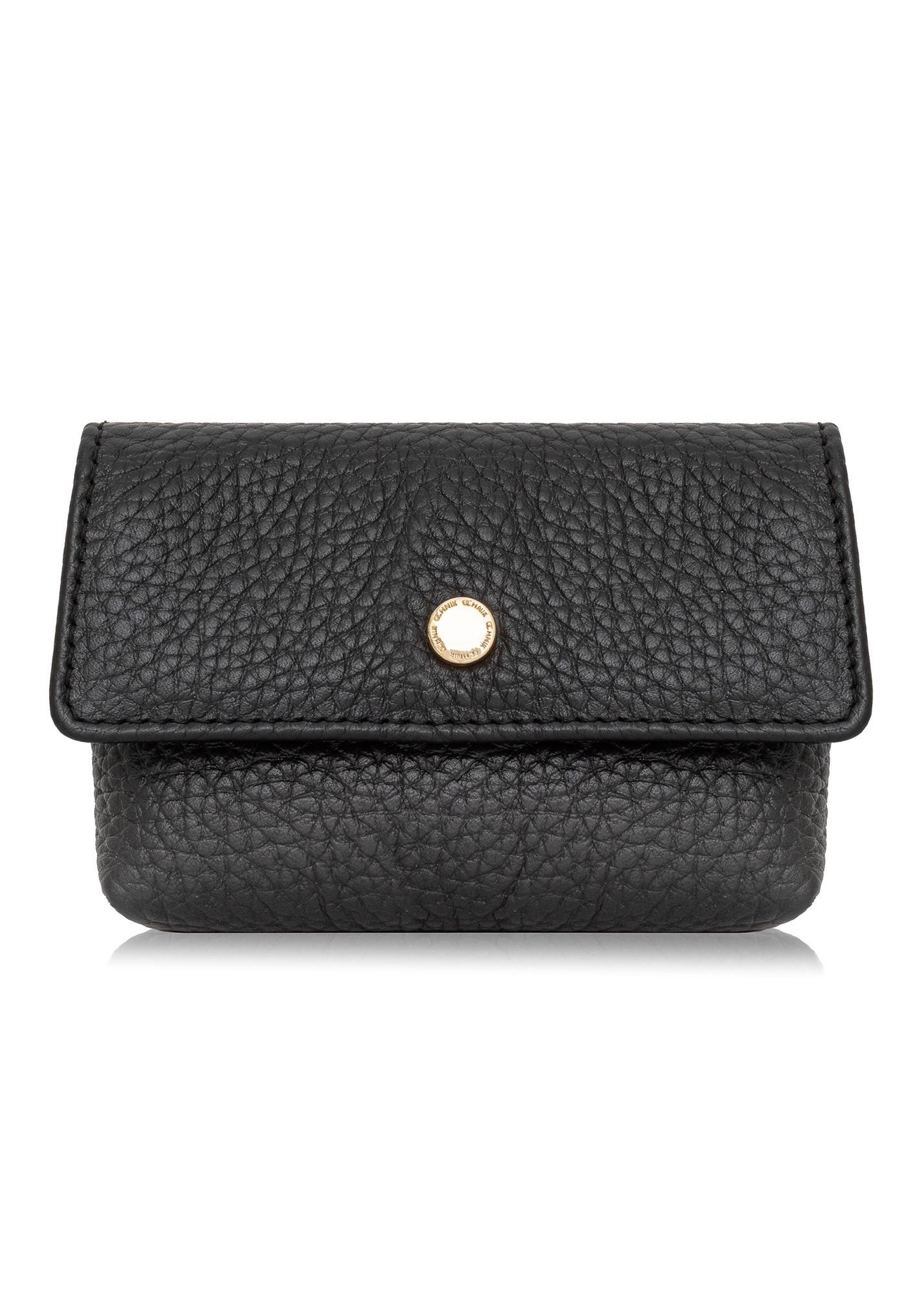 Black small leather women's wallet PORES-0895G-99(Z25), front product view on white background.