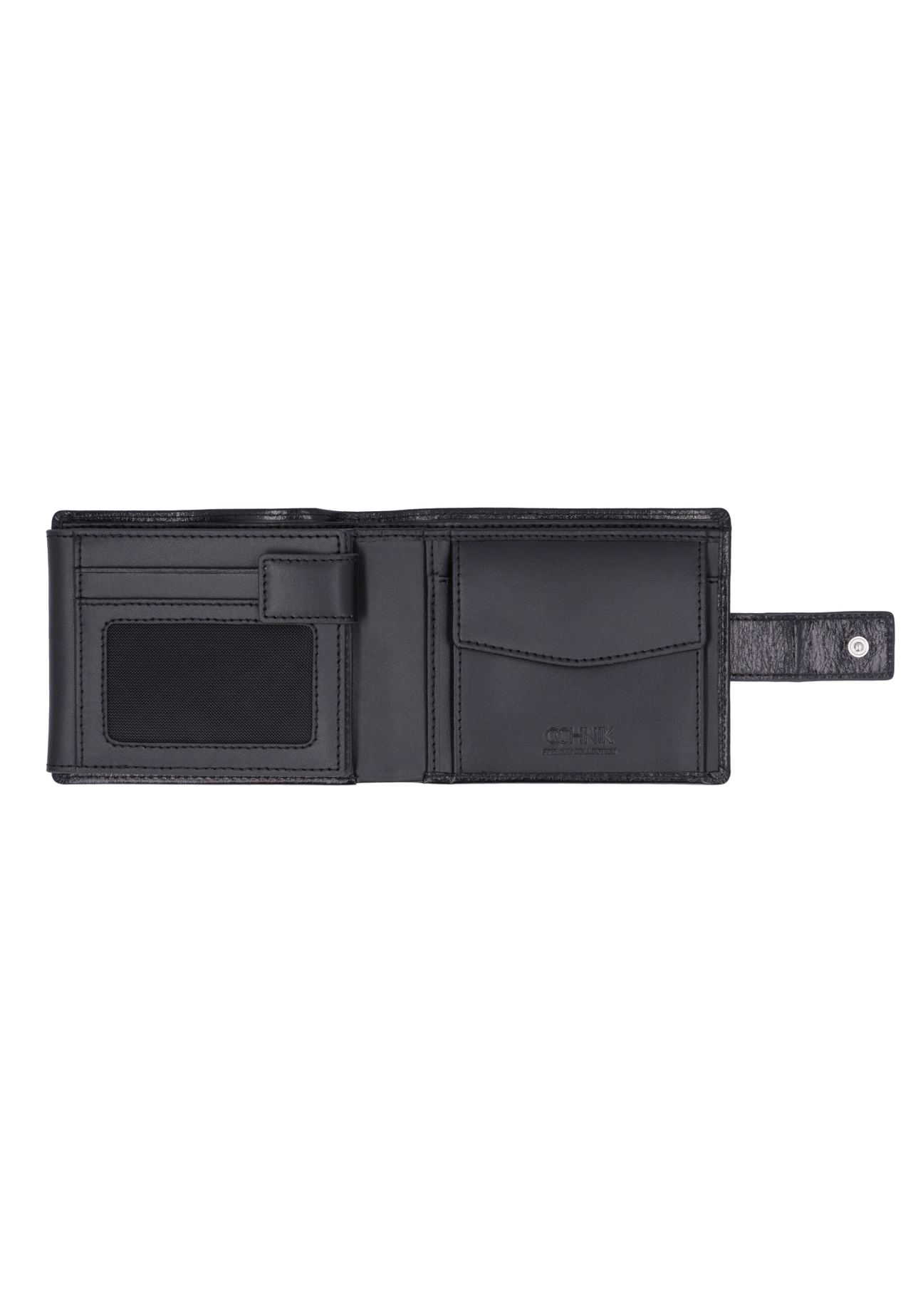 Black men's leather wallet PORMS-0731-99(Z26), product view inside on white background.