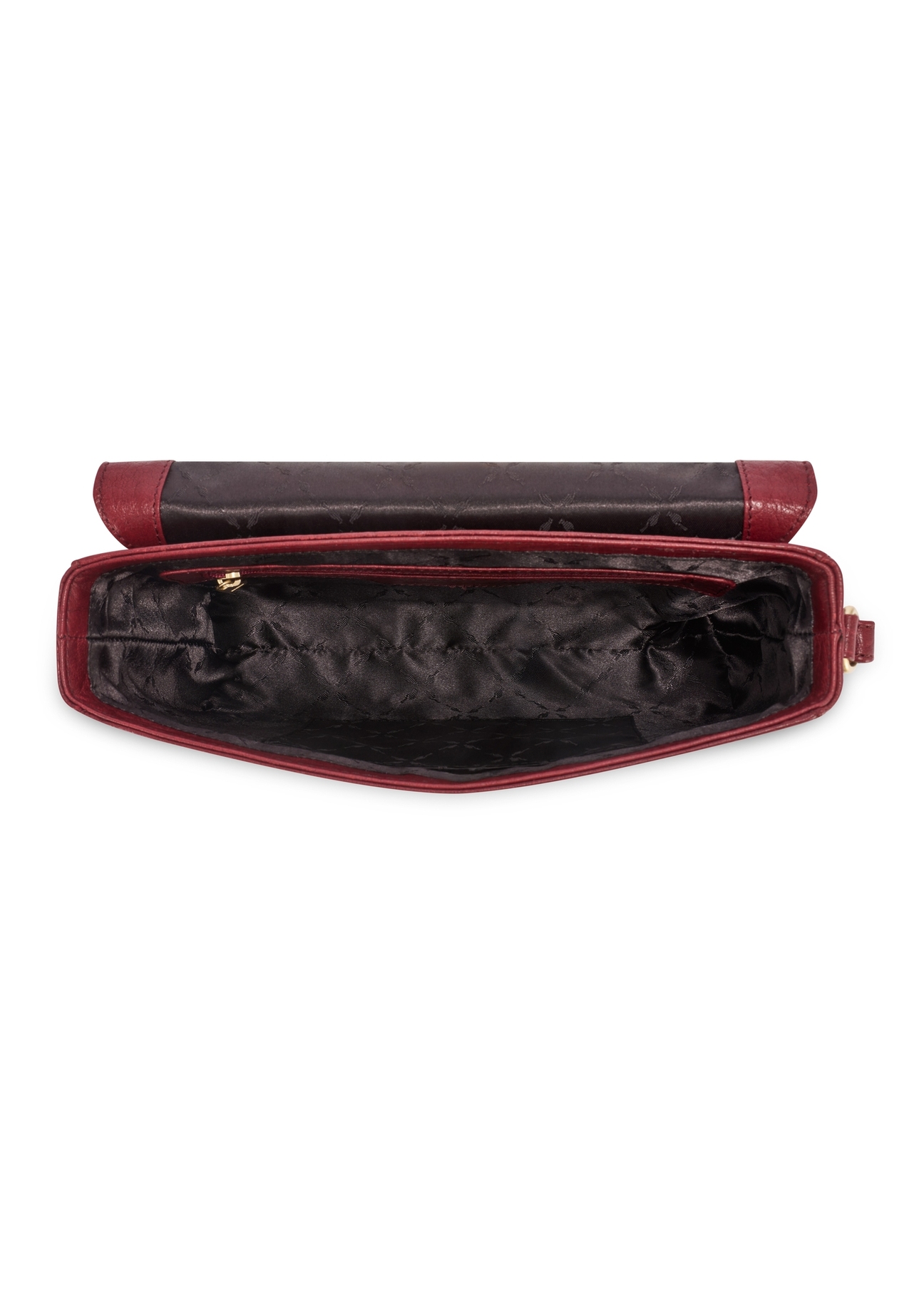 Women's burgundy leather messenger bag TORES-1245-4C(W26) - product view from above, on a white background.