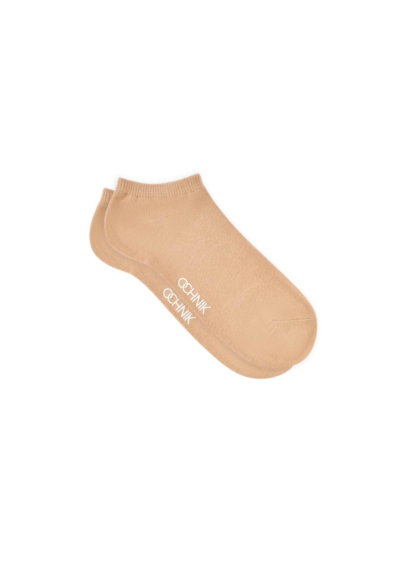 Women's short beige socks SKADT-0053B-1B(W26), side view of the product on a white background.