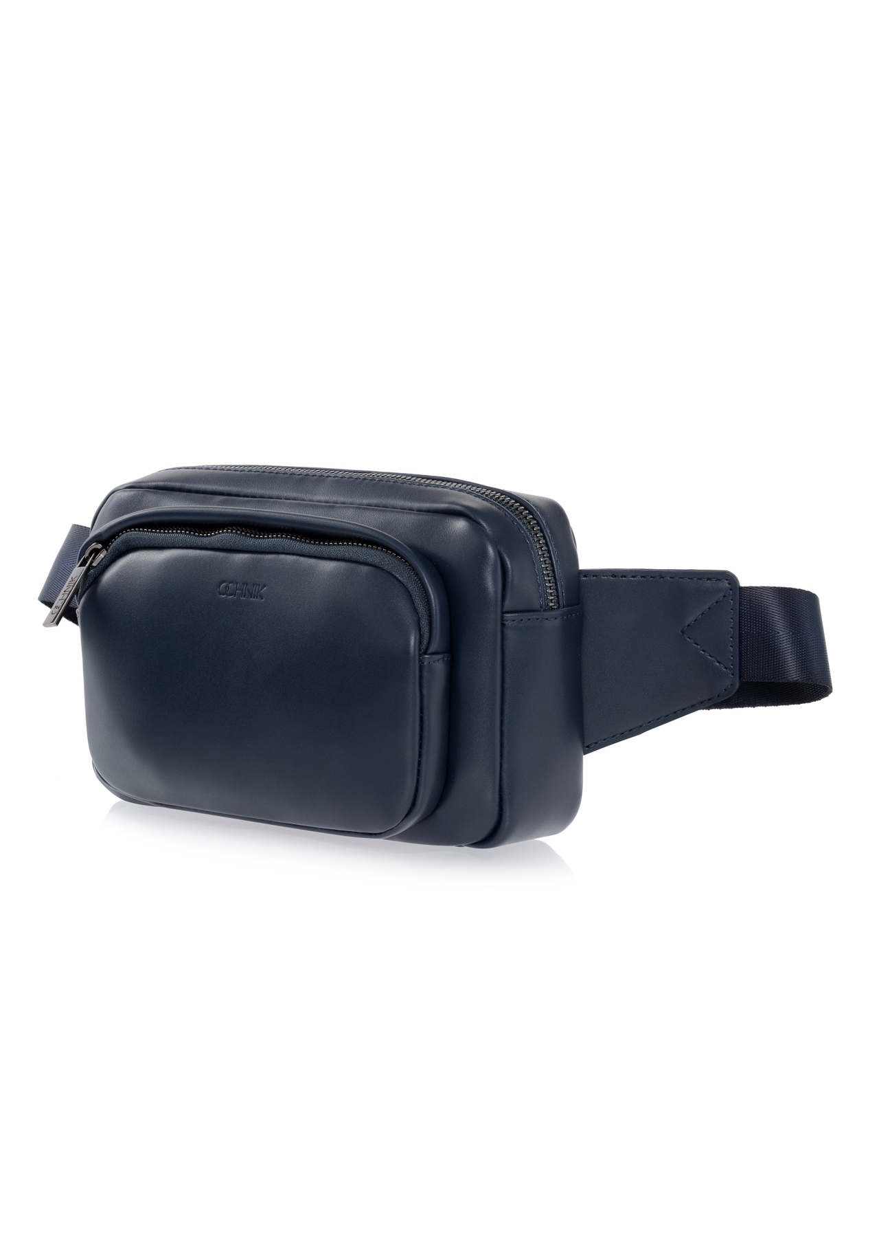 Navy blue men's kidney with embossed logo TORMN-0289-69(W23)-02