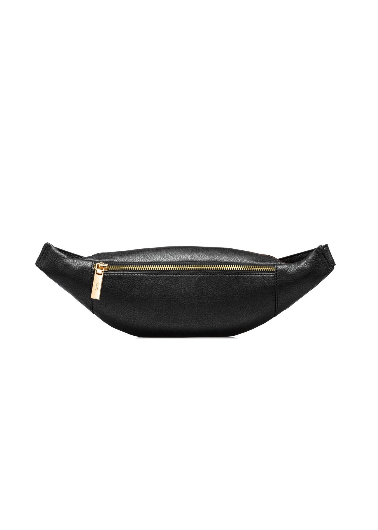 Women's leather black waist bag TORES-0970E-99(Z25) - product view from the back on a white background.