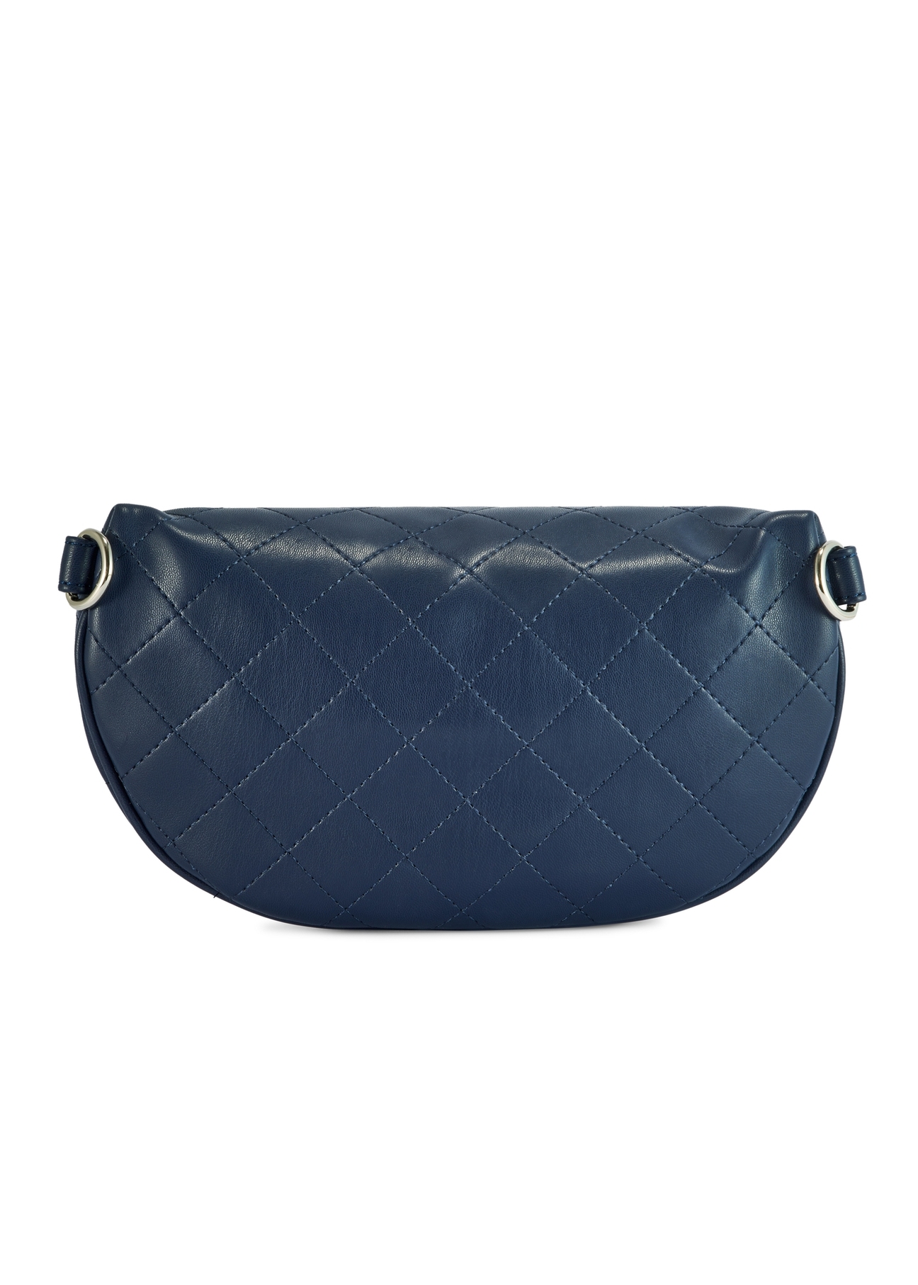 Small navy blue women's waist bag TOREC-0878B-69(Z25), product view from the back on a white background.
