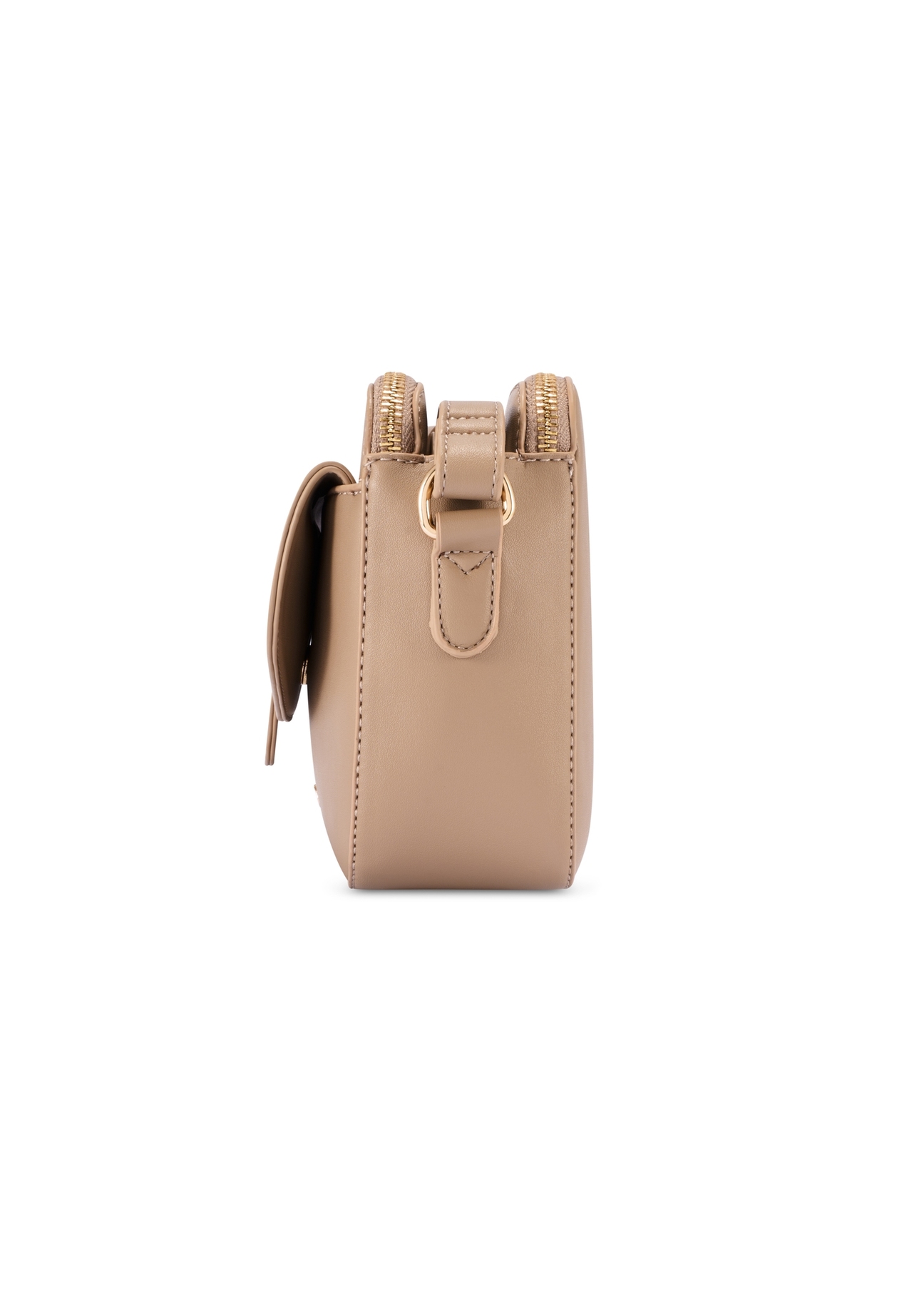 Beige small women's handbag TOREC-1175-1D(W26) - side product view, on a white background.