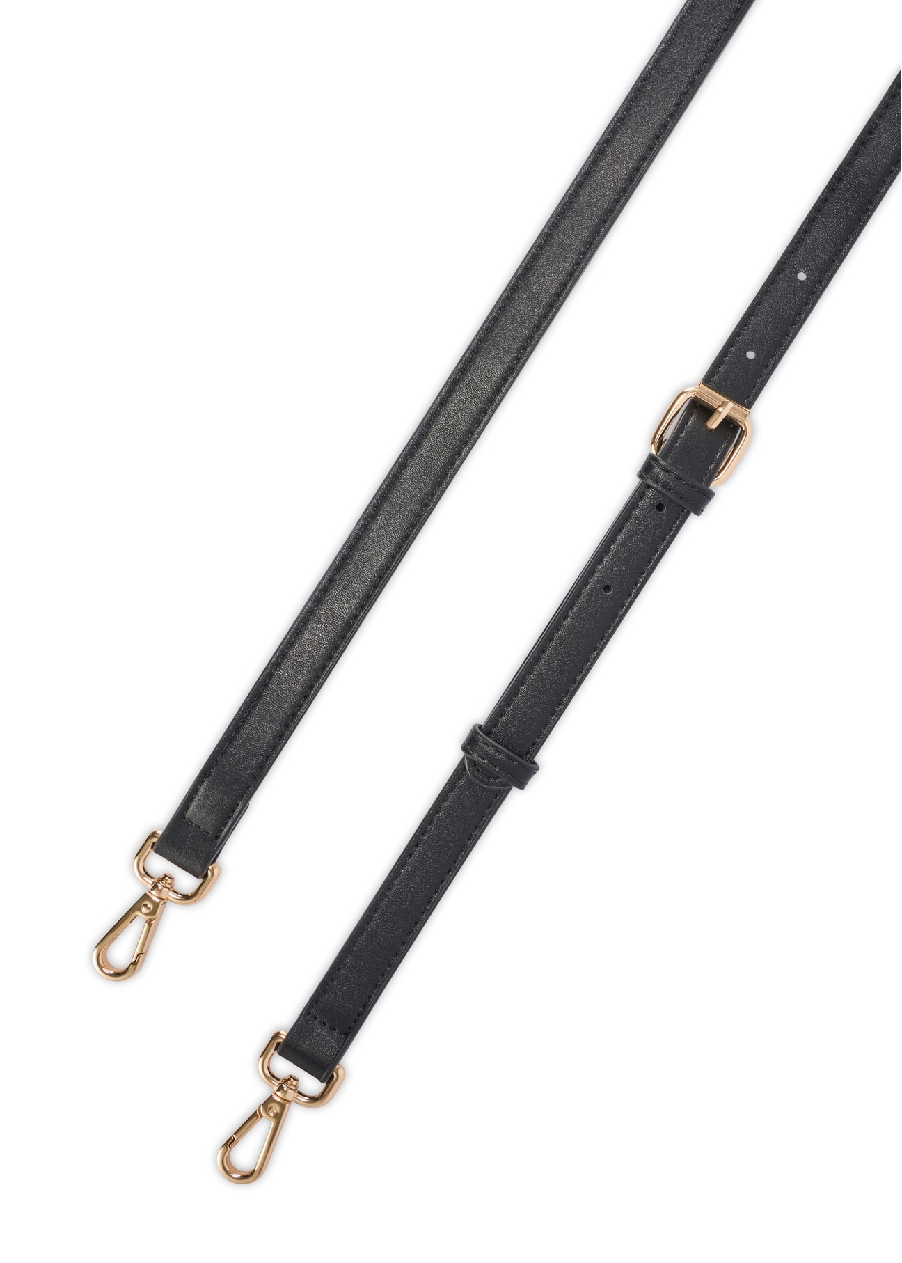 Black women's imitation leather bag TOREC-1143-99(W26), product strap view on white background.